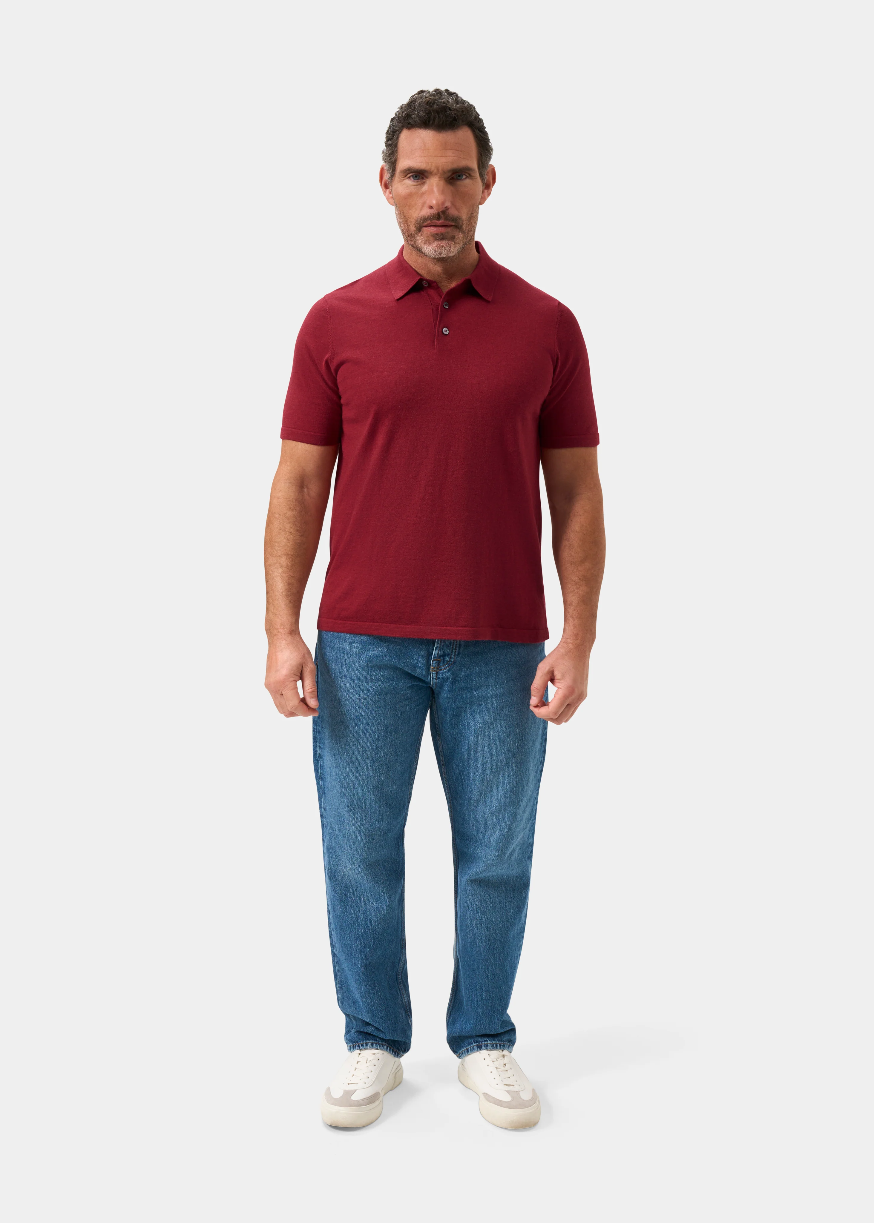 Men's Luxury Cotton Polo Shirt In Cherry - Image 2