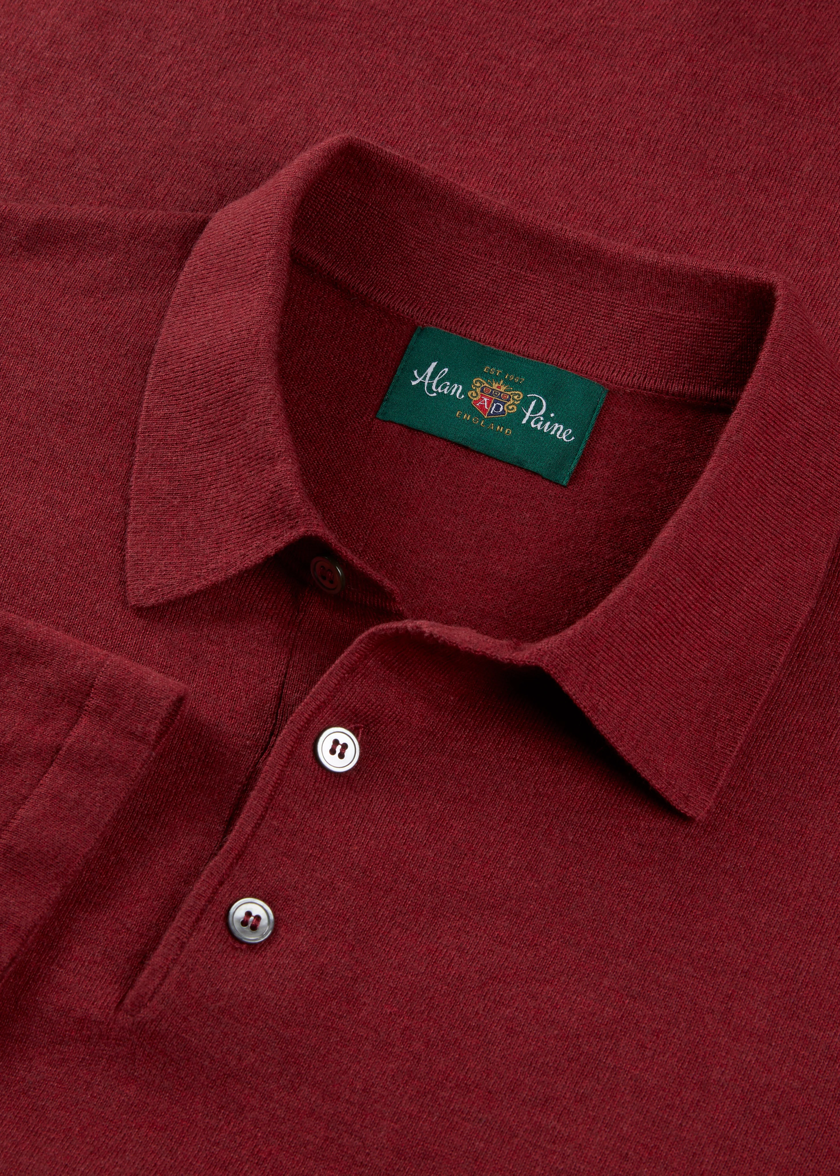 Men's Luxury Cotton Polo Shirt In Cherry - Image 4
