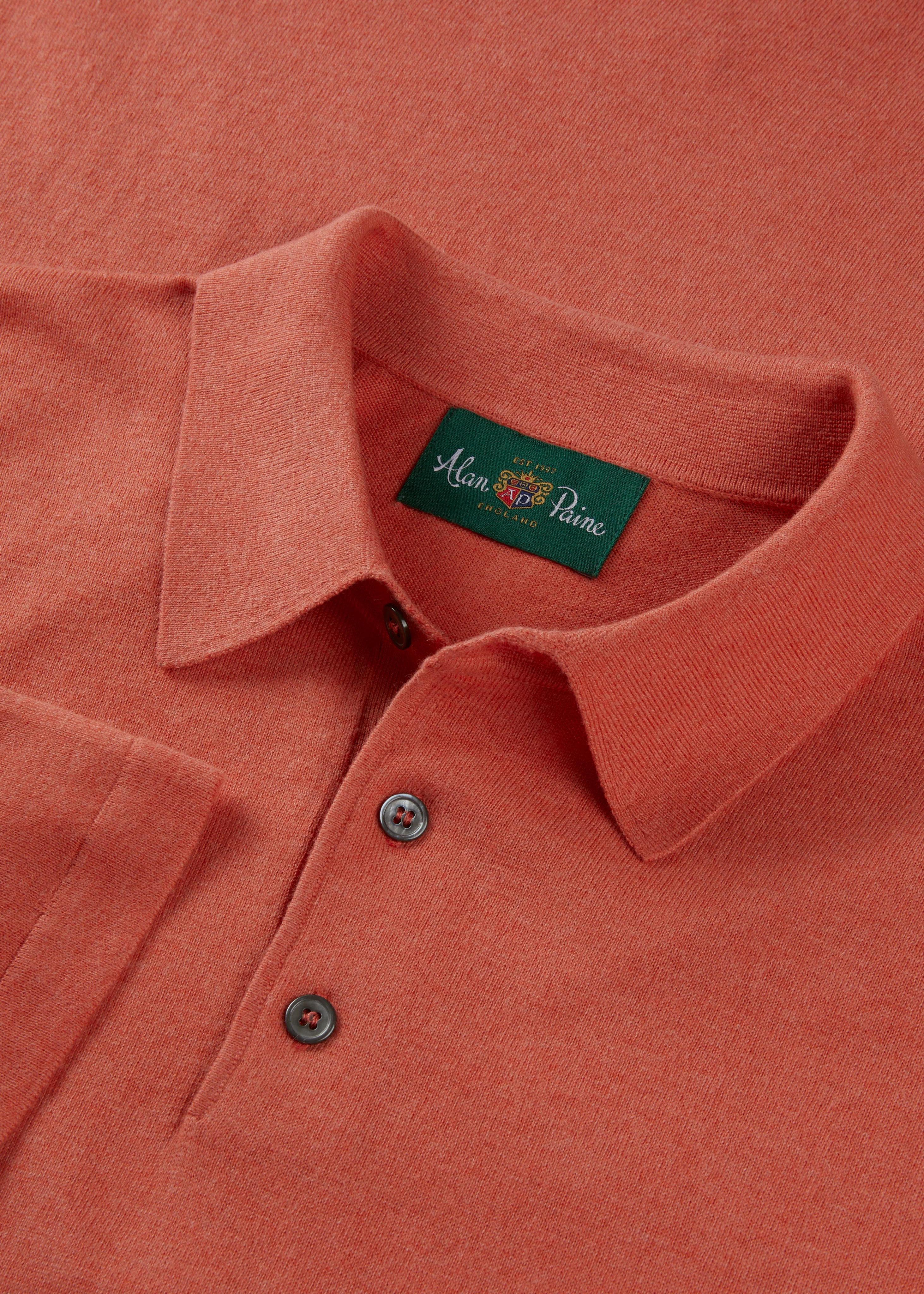 Men's Luxury Cotton Polo Shirt In Coral - Image 3