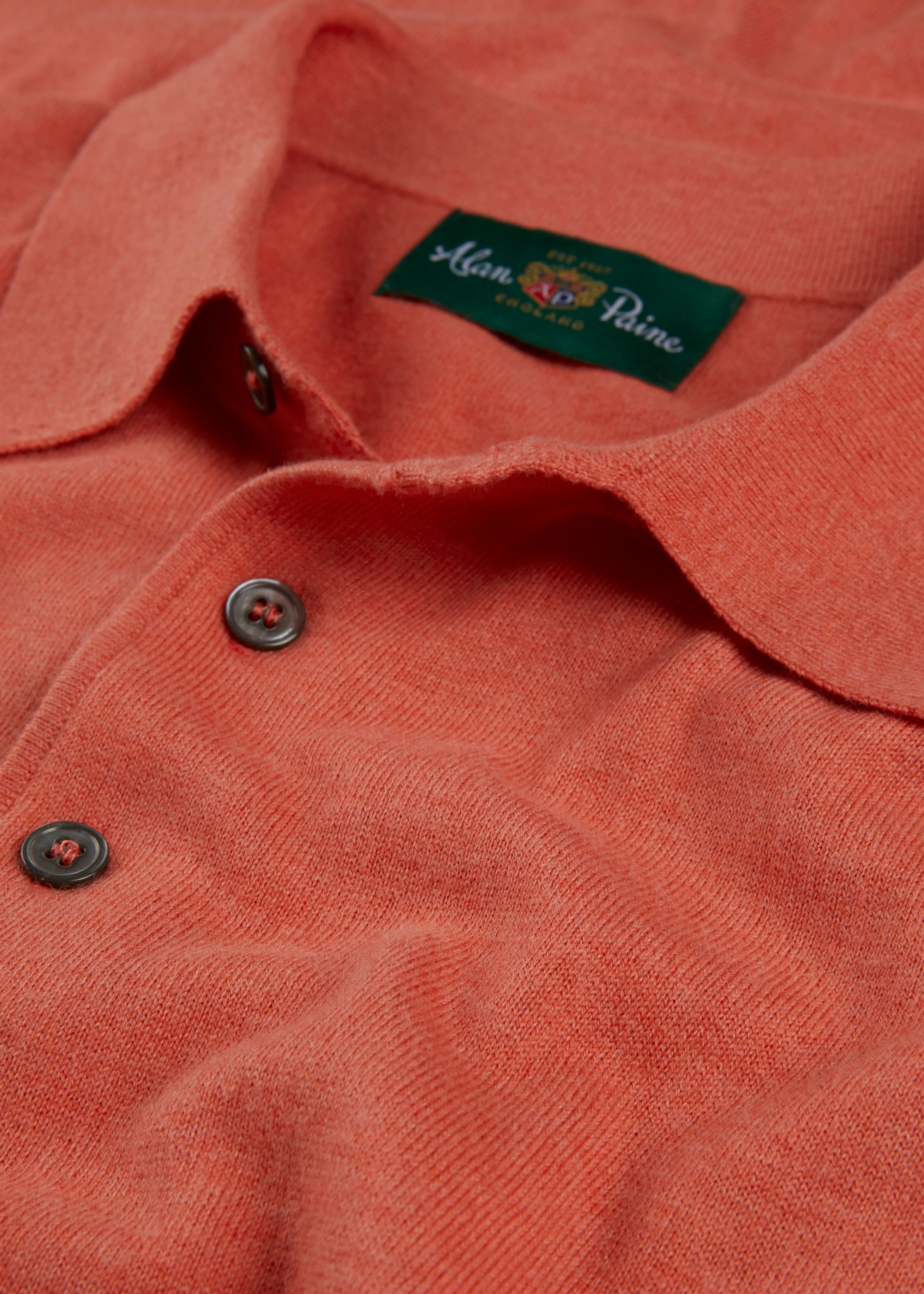 Men's Luxury Cotton Polo Shirt In Coral - Image 4