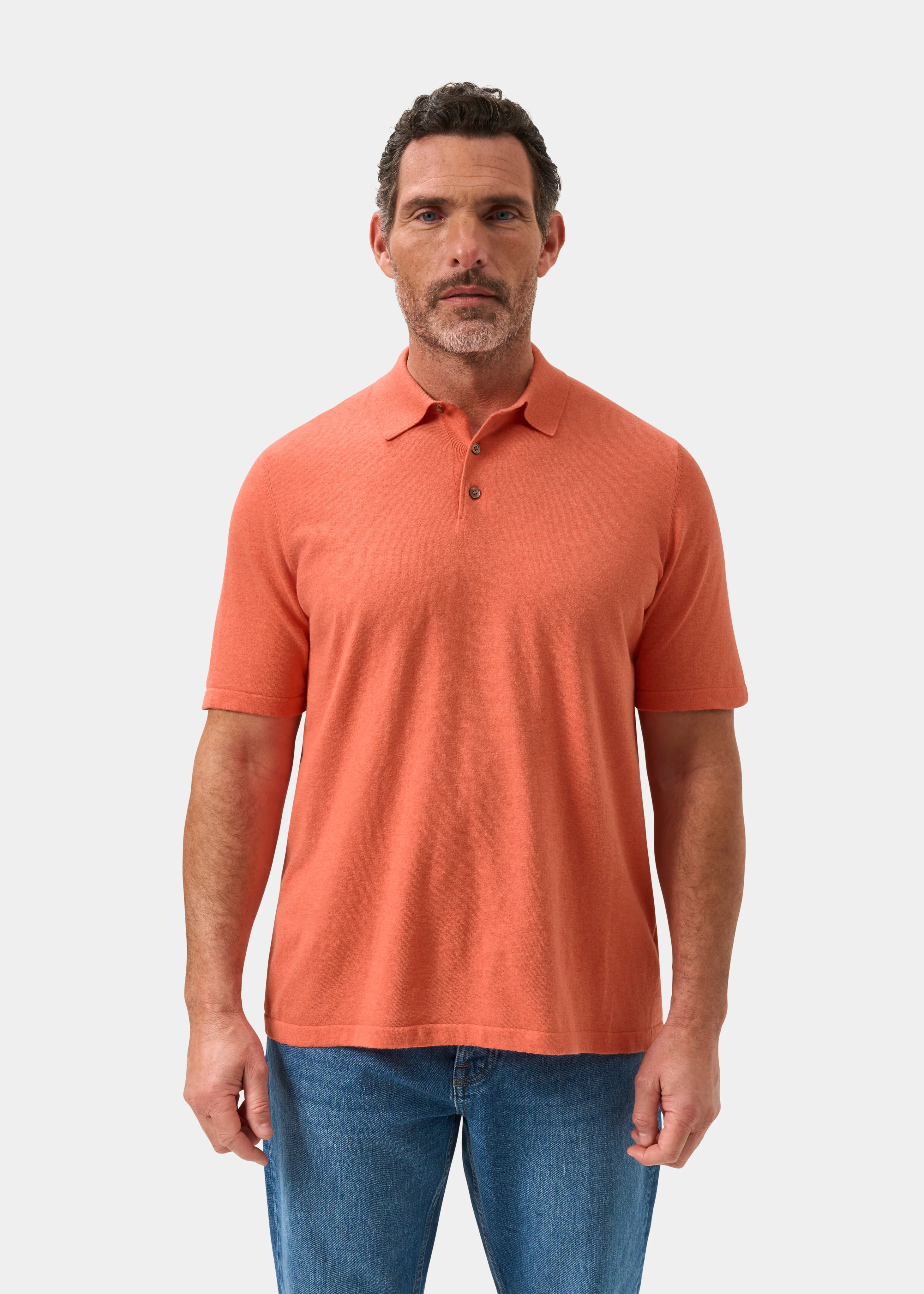 Men's Luxury Cotton Polo Shirt In Coral - Image 5