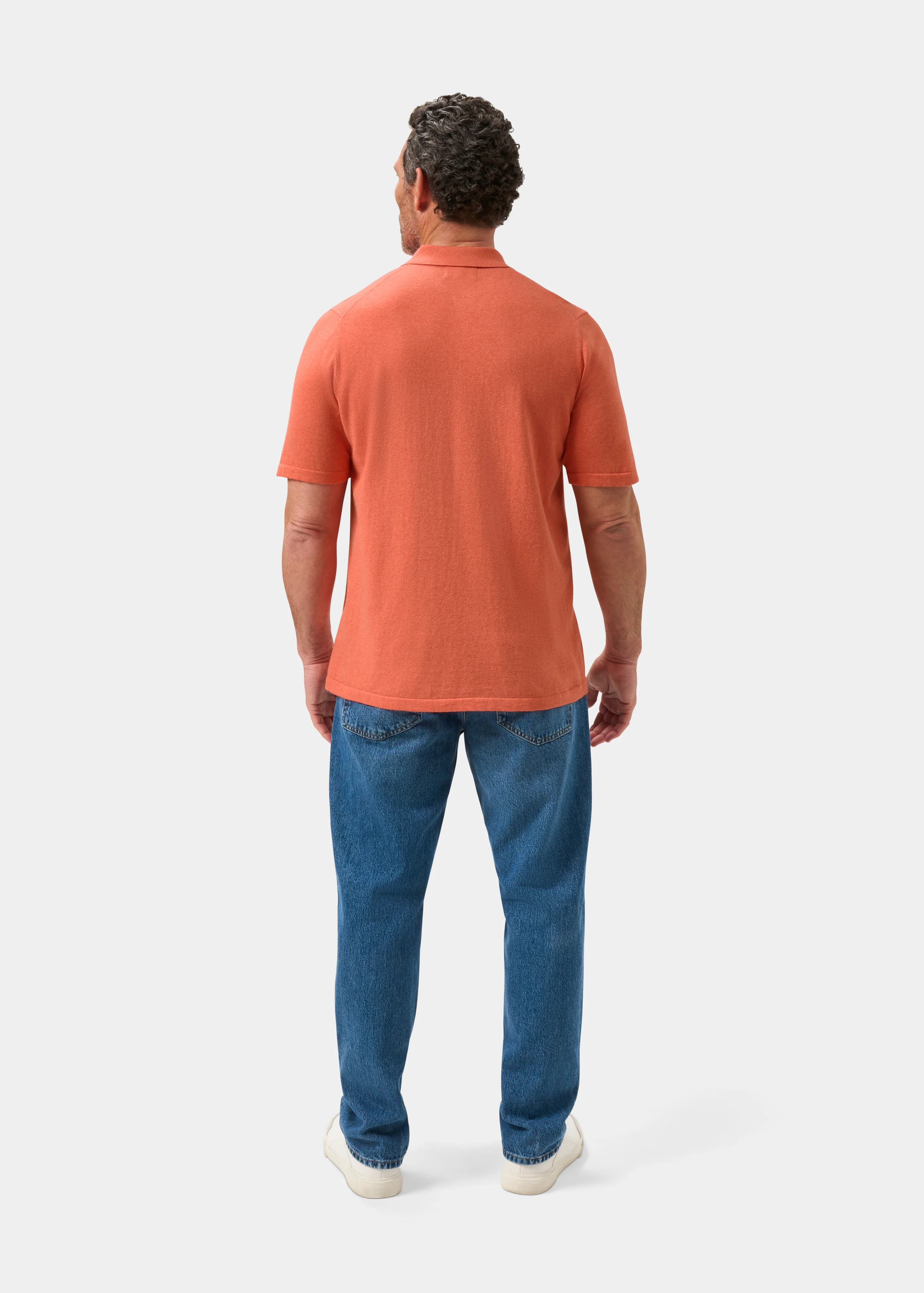 Men's Luxury Cotton Polo Shirt In Coral - Image 7
