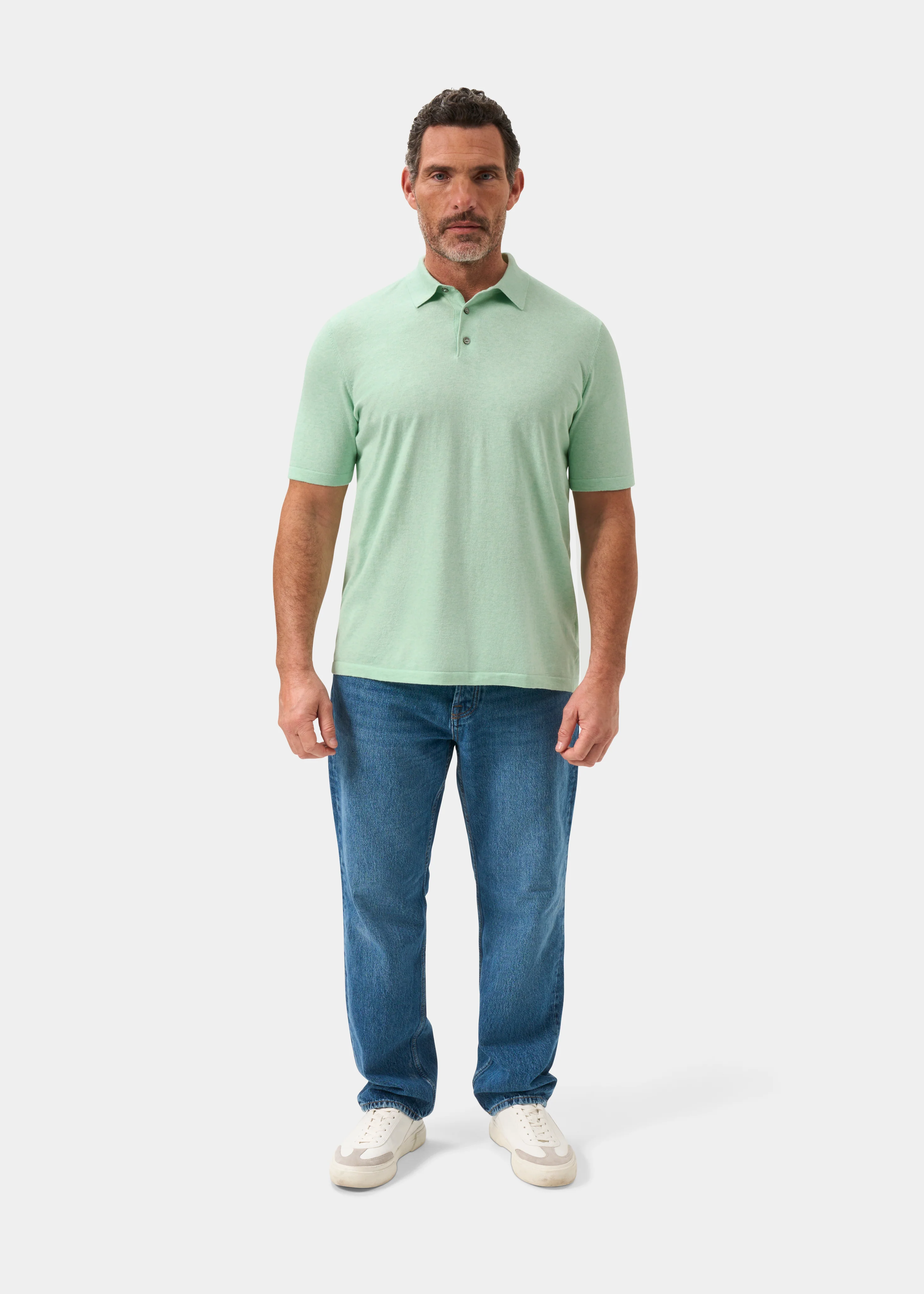 Men's Luxury Cotton Polo Shirt In Grass - Image 2