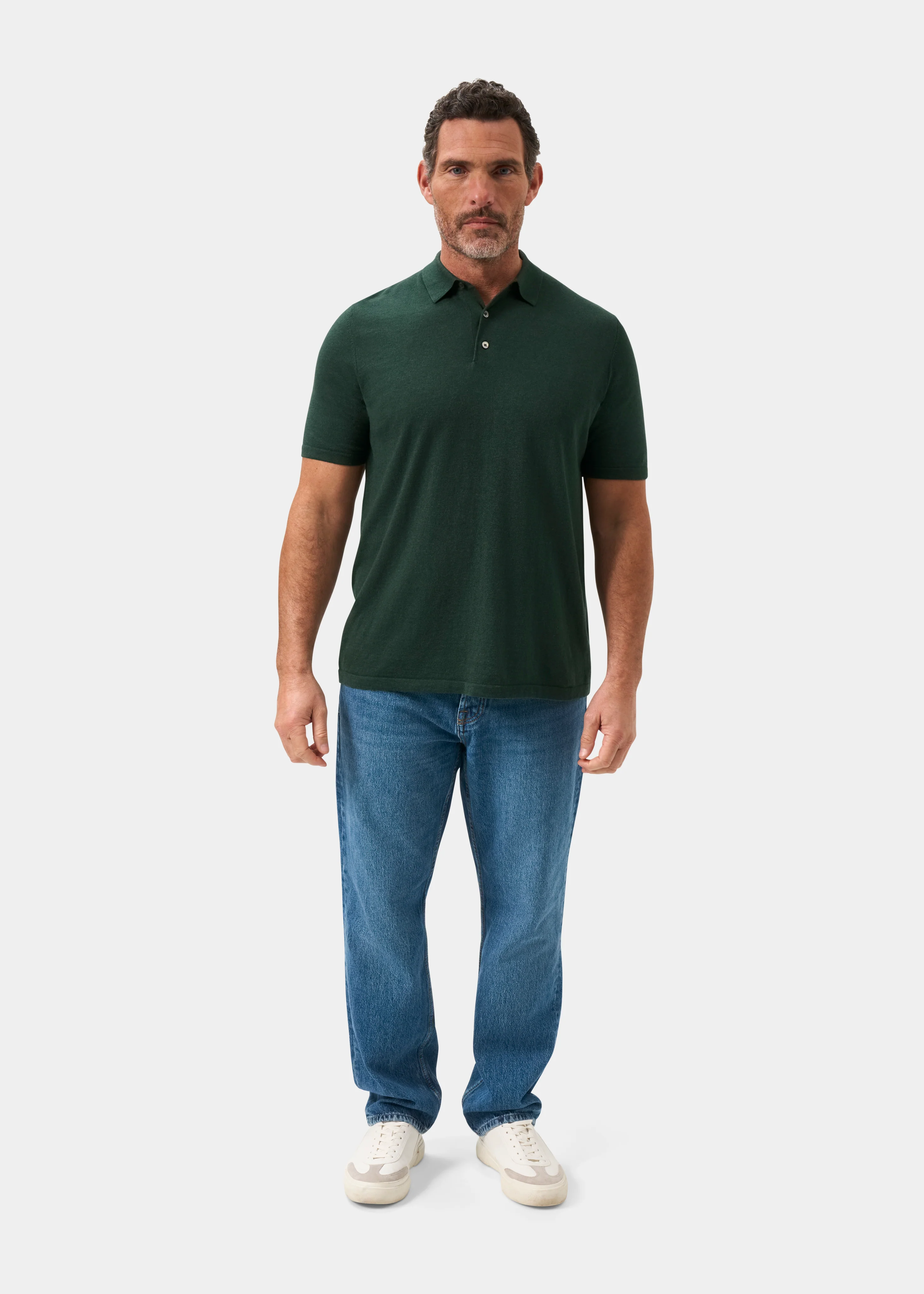 Men's Luxury Cotton Polo Shirt In Green - Image 2