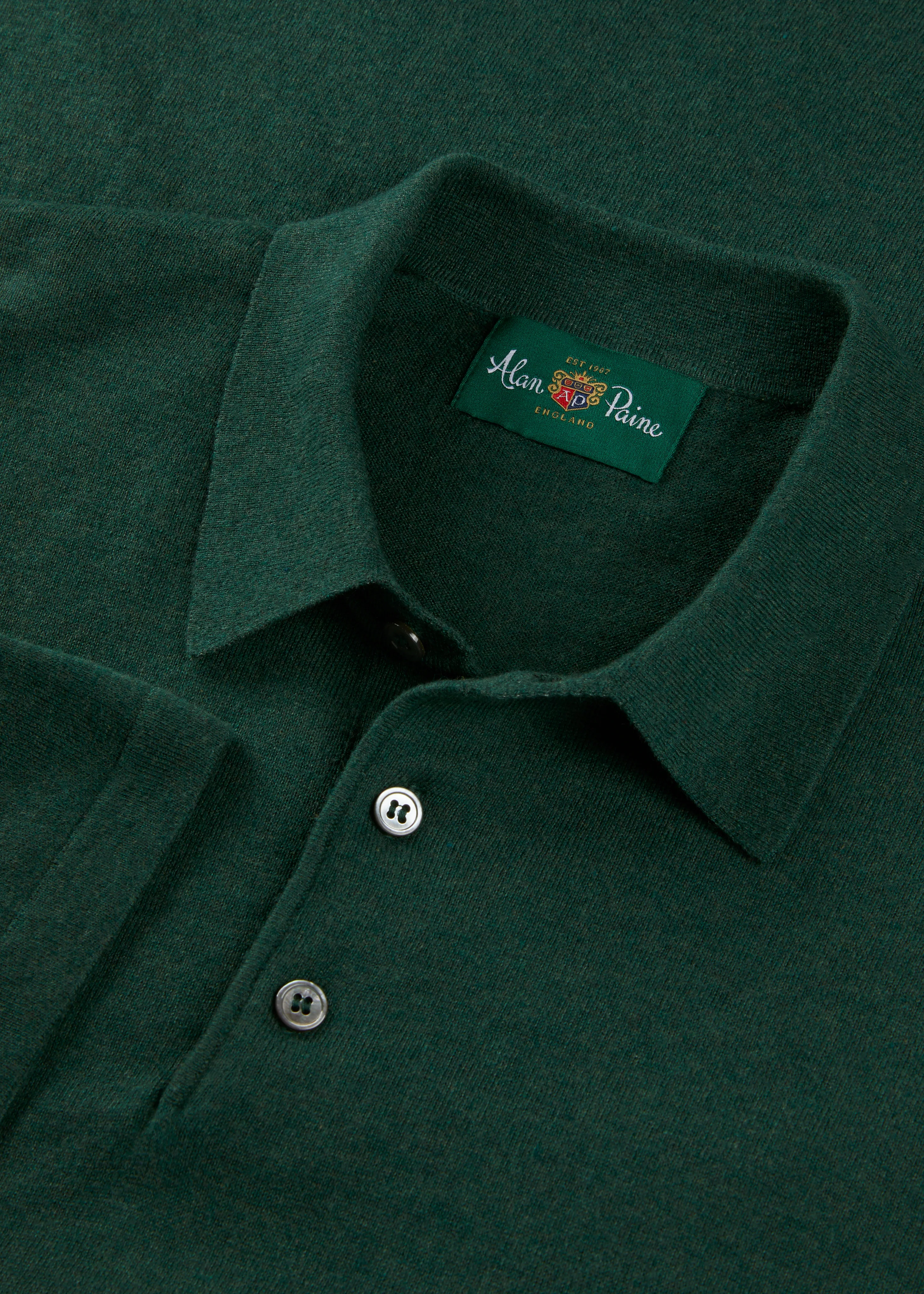 Men's Luxury Cotton Polo Shirt In Green - Image 3