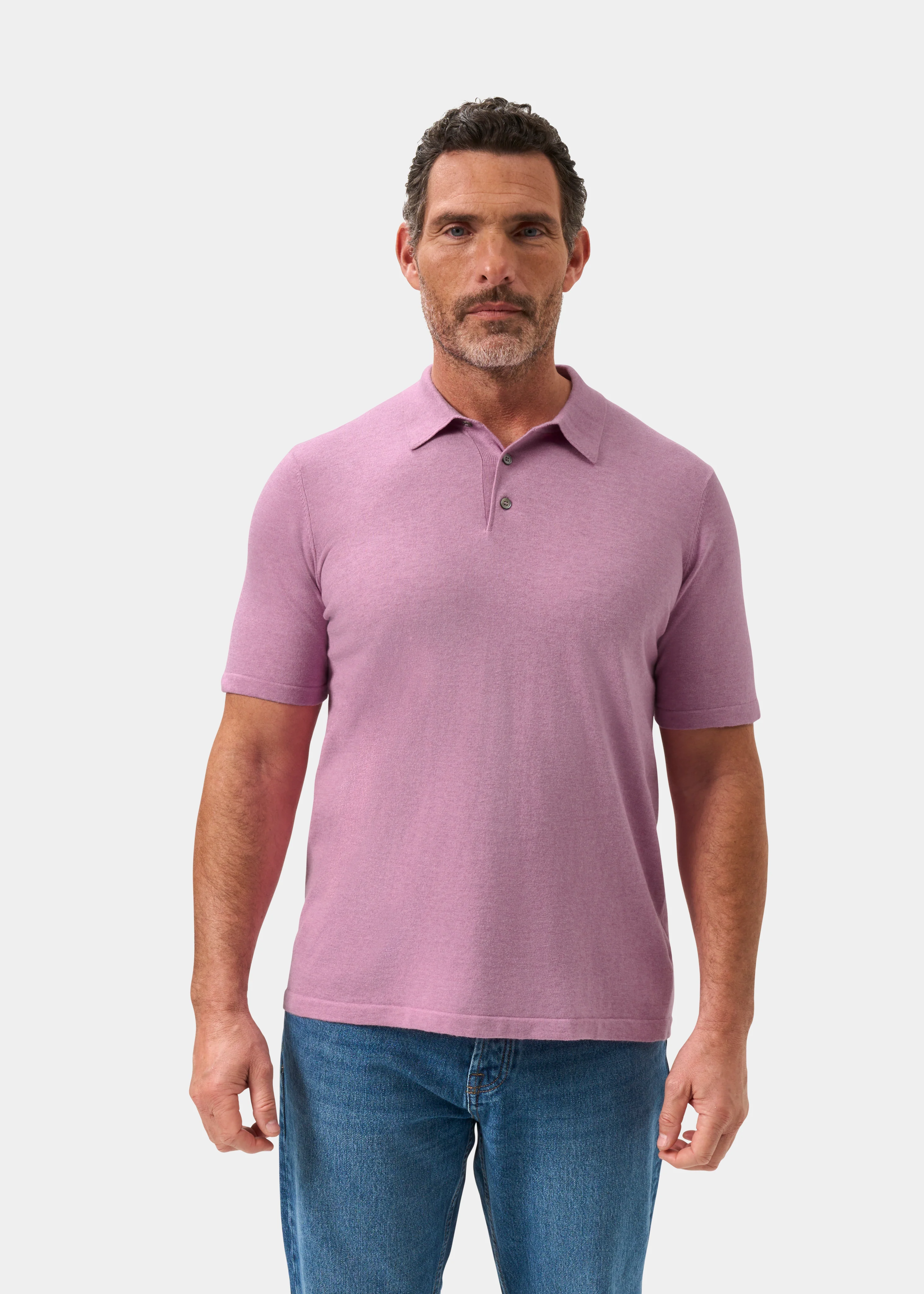 Men's Luxury Cotton Polo Shirt In Lavender - Image 5