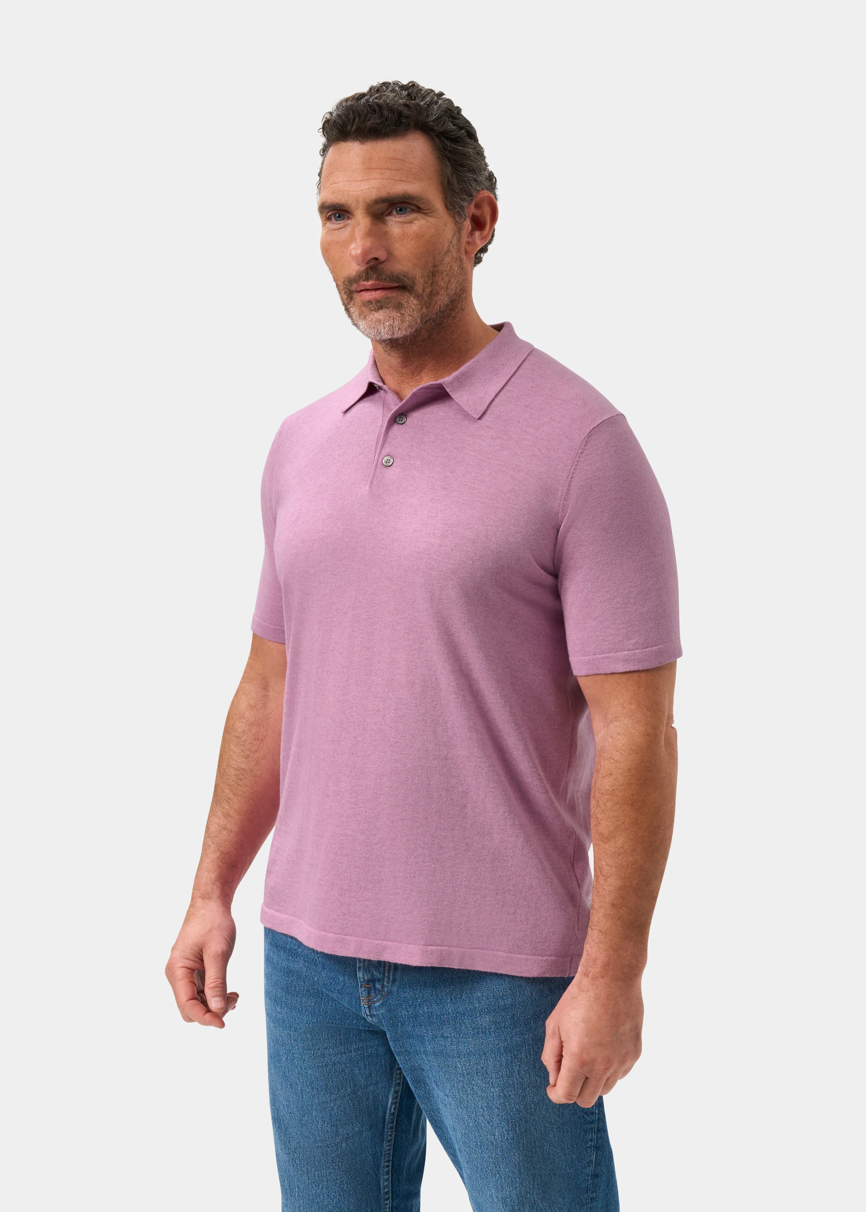 Men's Luxury Cotton Polo Shirt In Lavender - Image 6