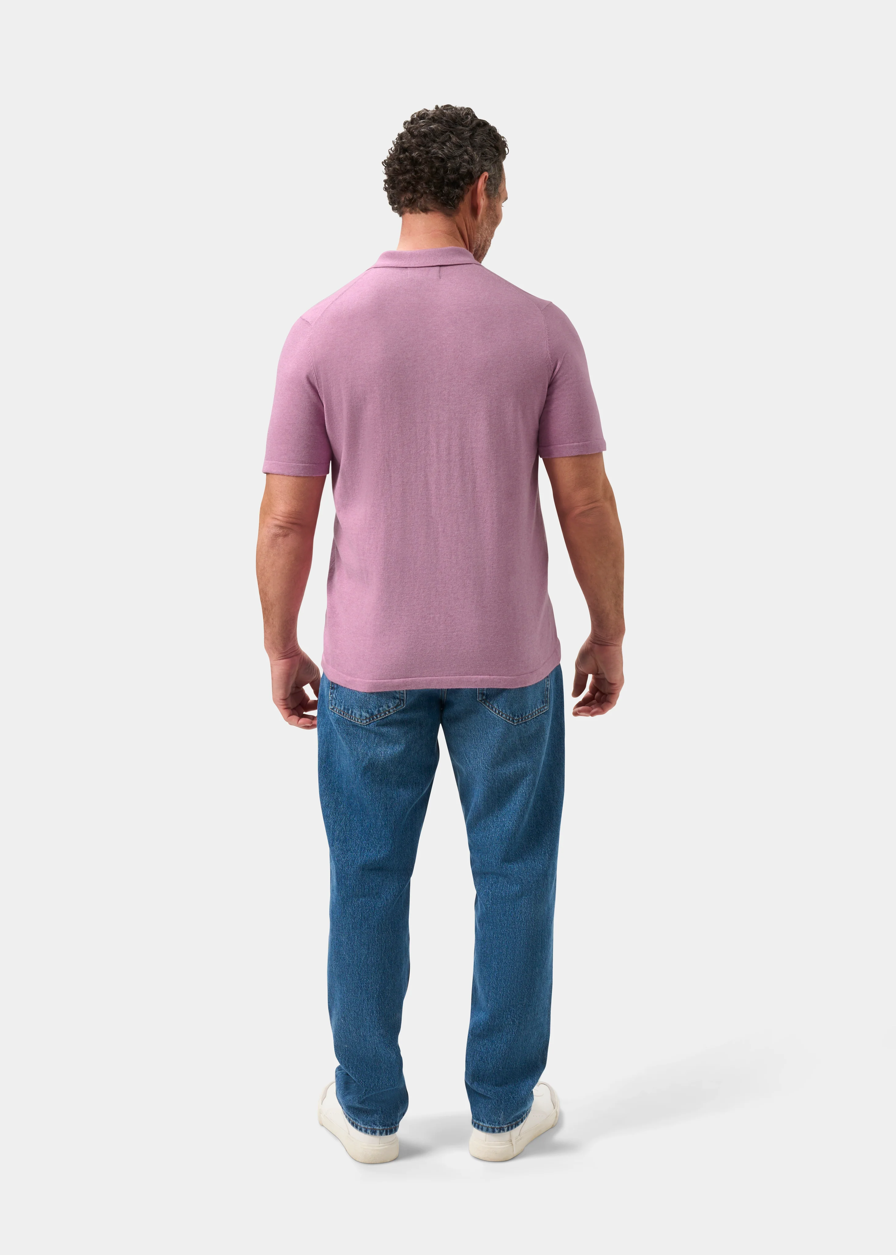 Men's Luxury Cotton Polo Shirt In Lavender - Image 7