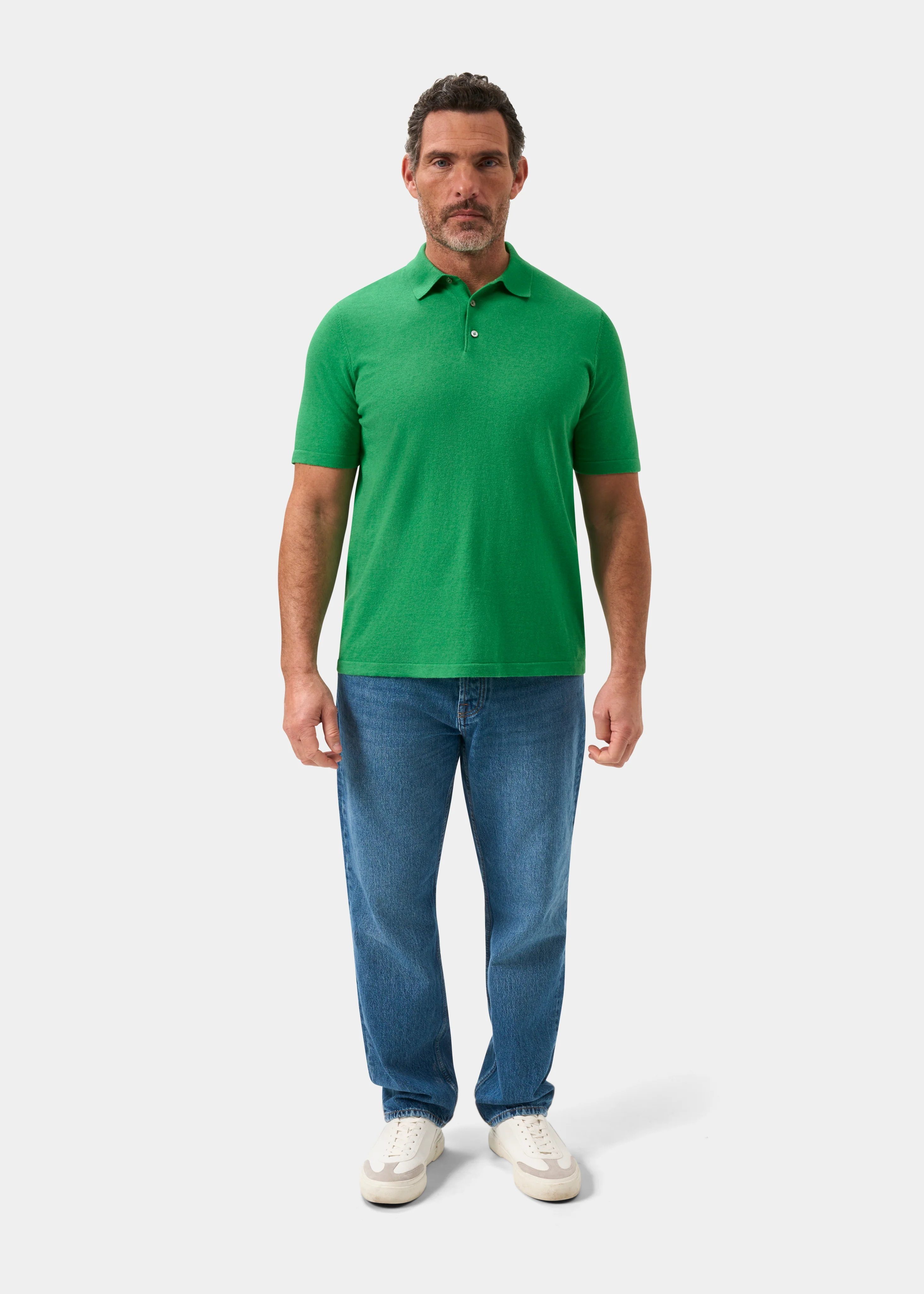 Men's Luxury Cotton Polo Shirt In Leaf - Image 2
