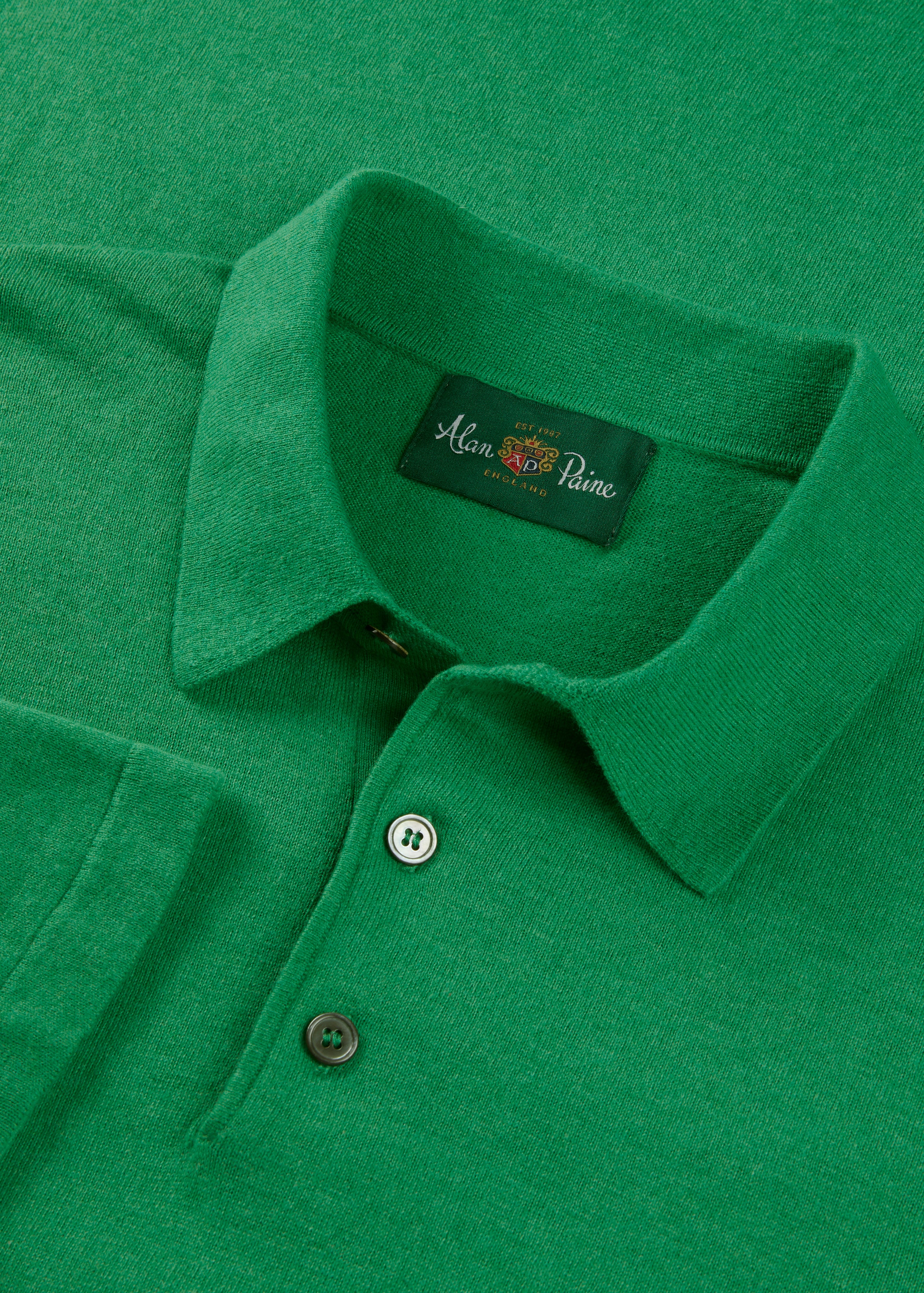 Men's Luxury Cotton Polo Shirt In Leaf - Image 3