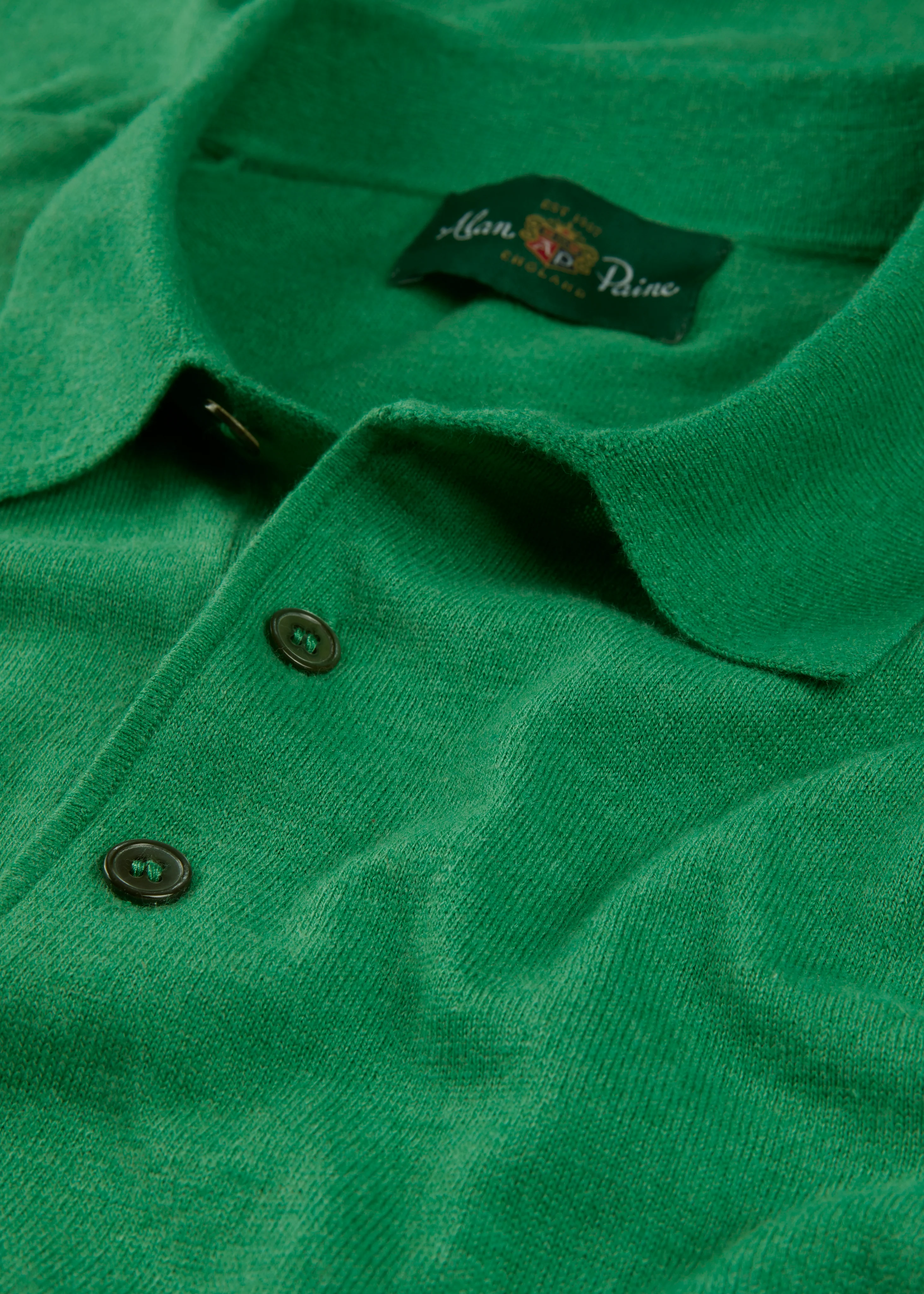Men's Luxury Cotton Polo Shirt In Leaf - Image 4