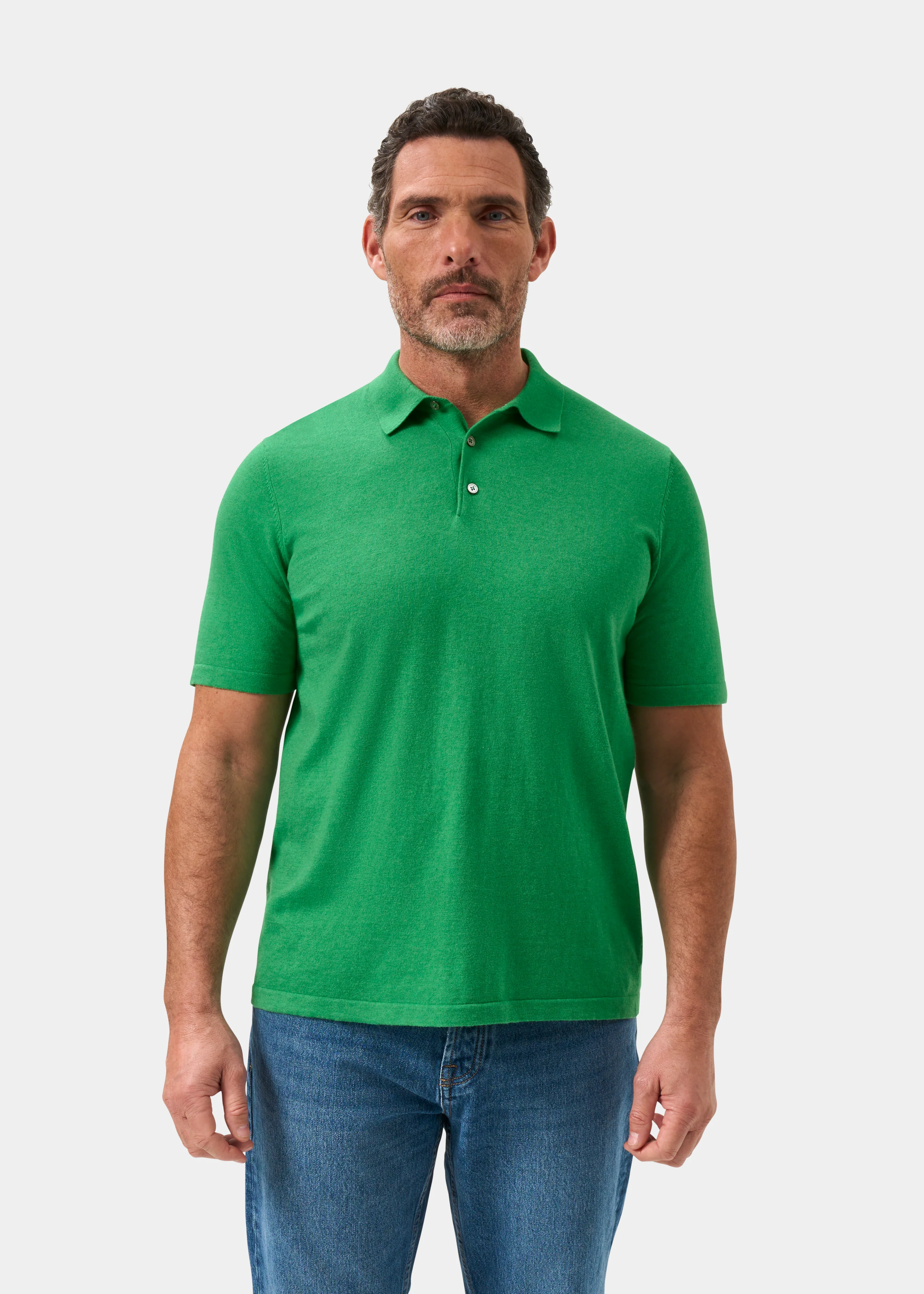 Men's Luxury Cotton Polo Shirt In Leaf - Image 5