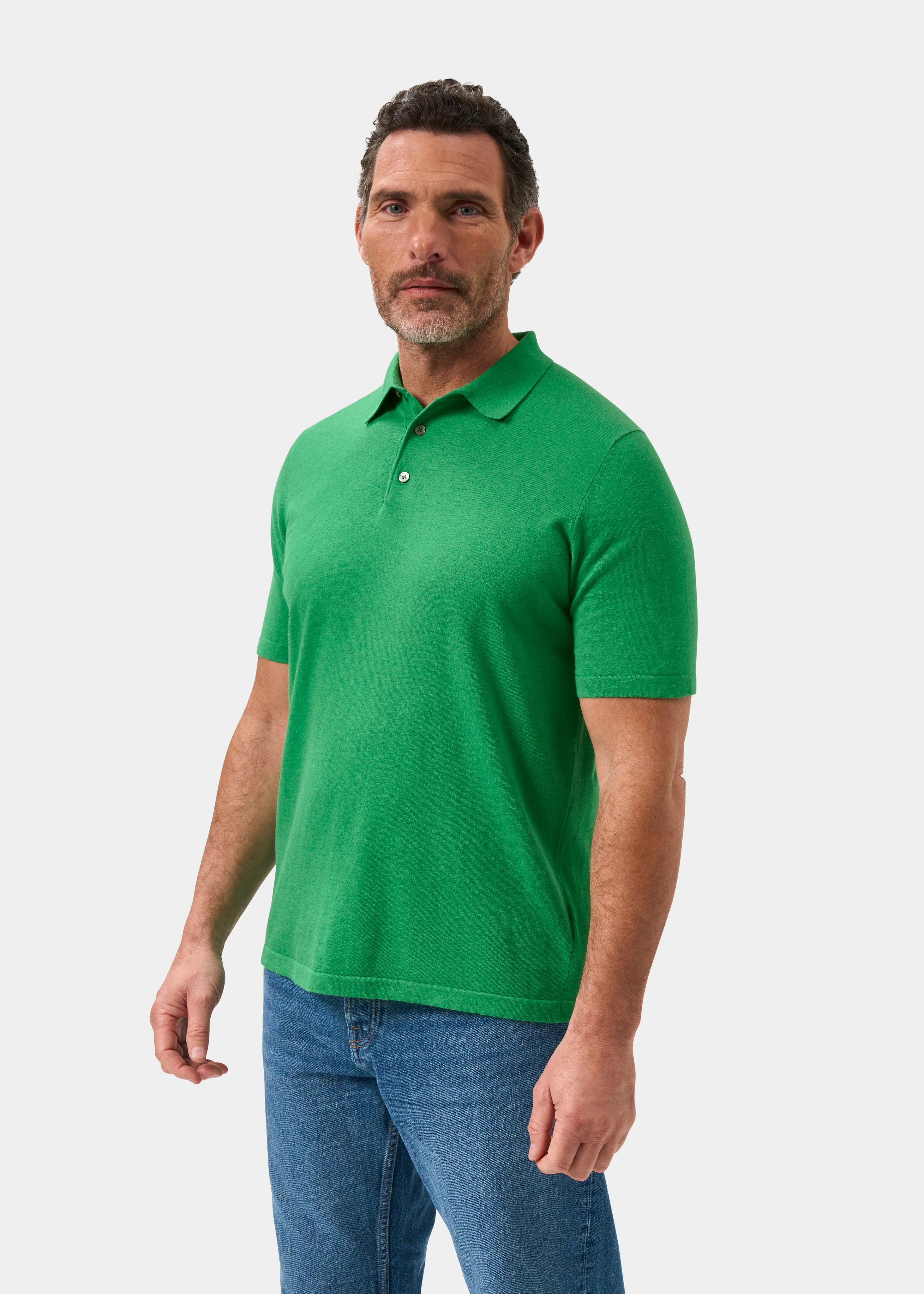 Men's Luxury Cotton Polo Shirt In Leaf - Image 6
