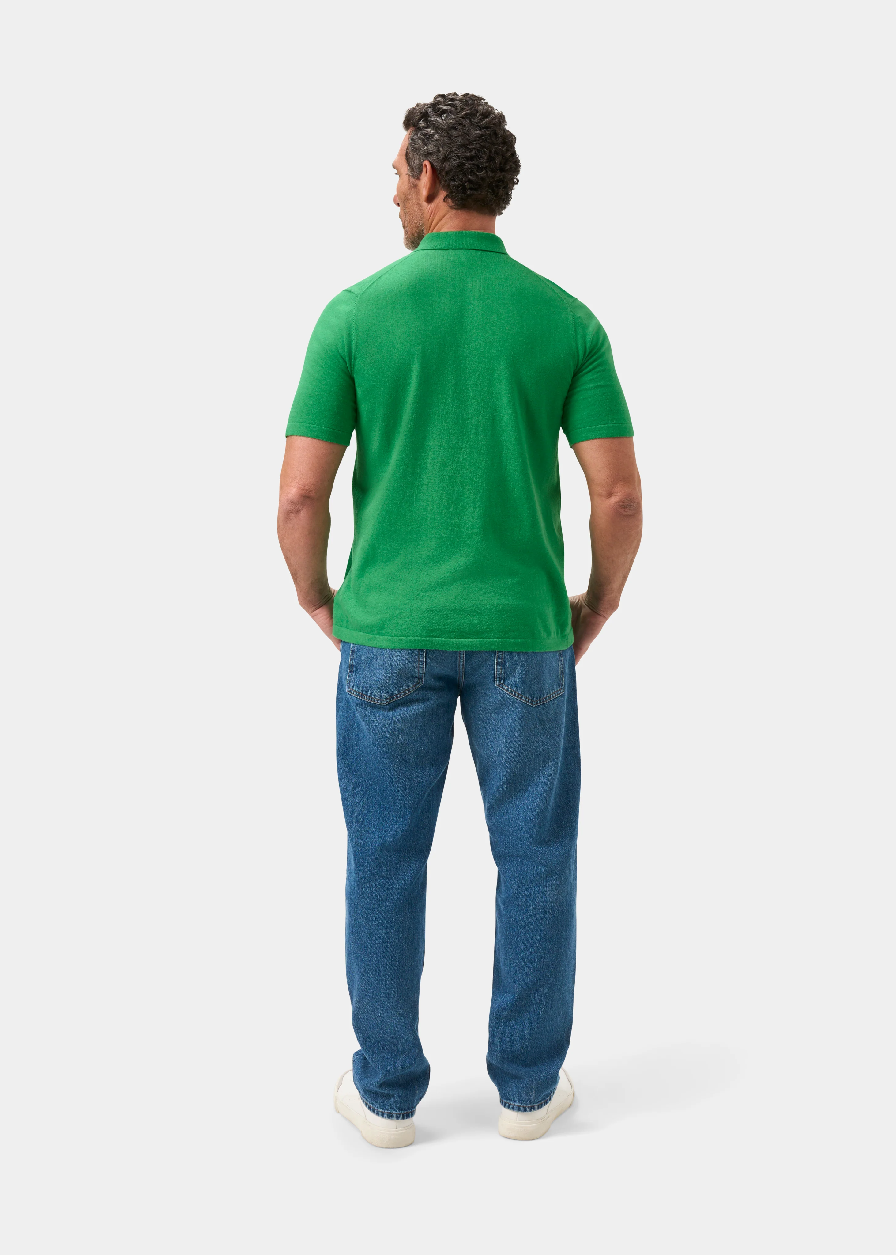Men's Luxury Cotton Polo Shirt In Leaf - Image 7