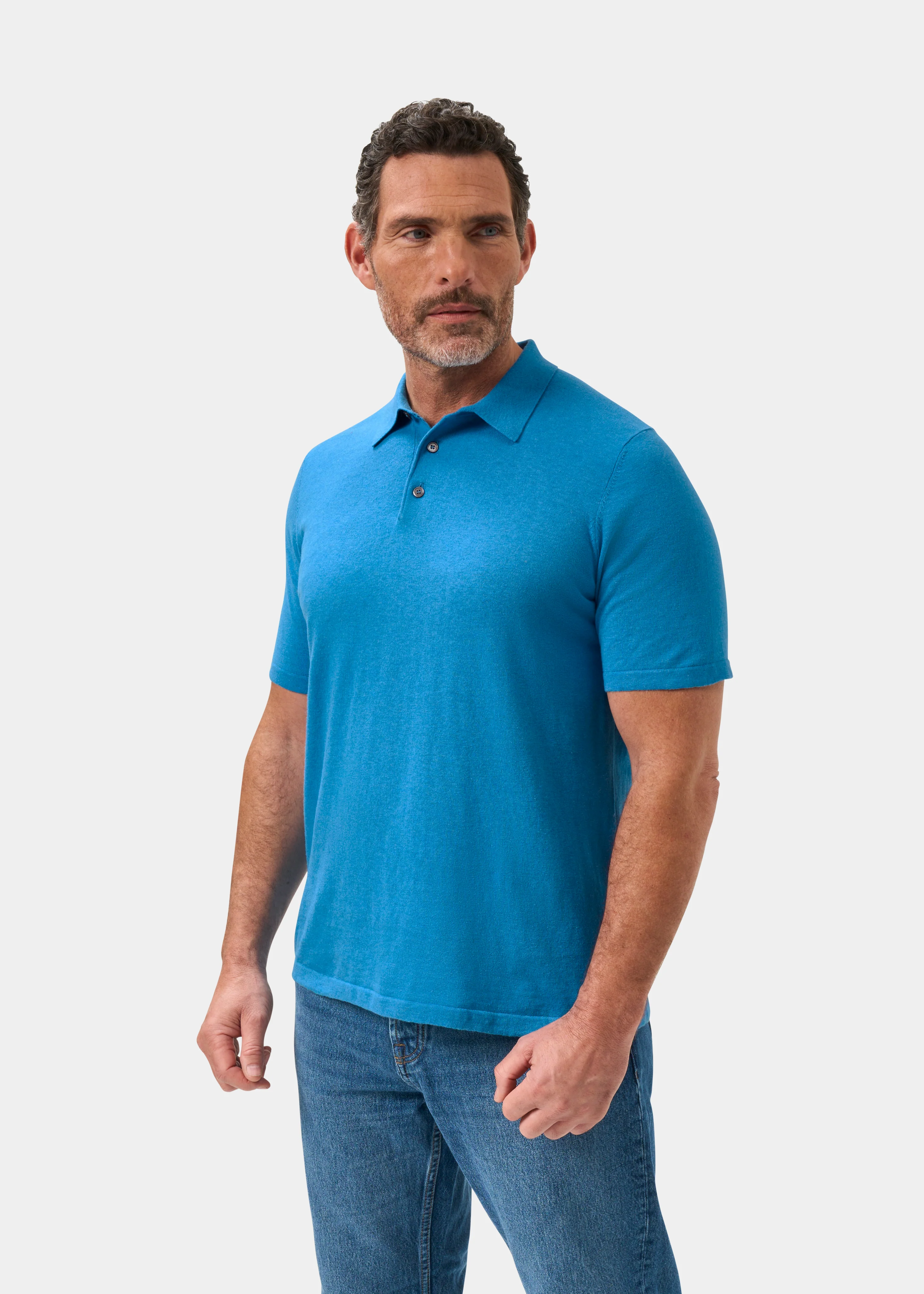 Men's Luxury Cotton Polo Shirt In Malibu - Image 6