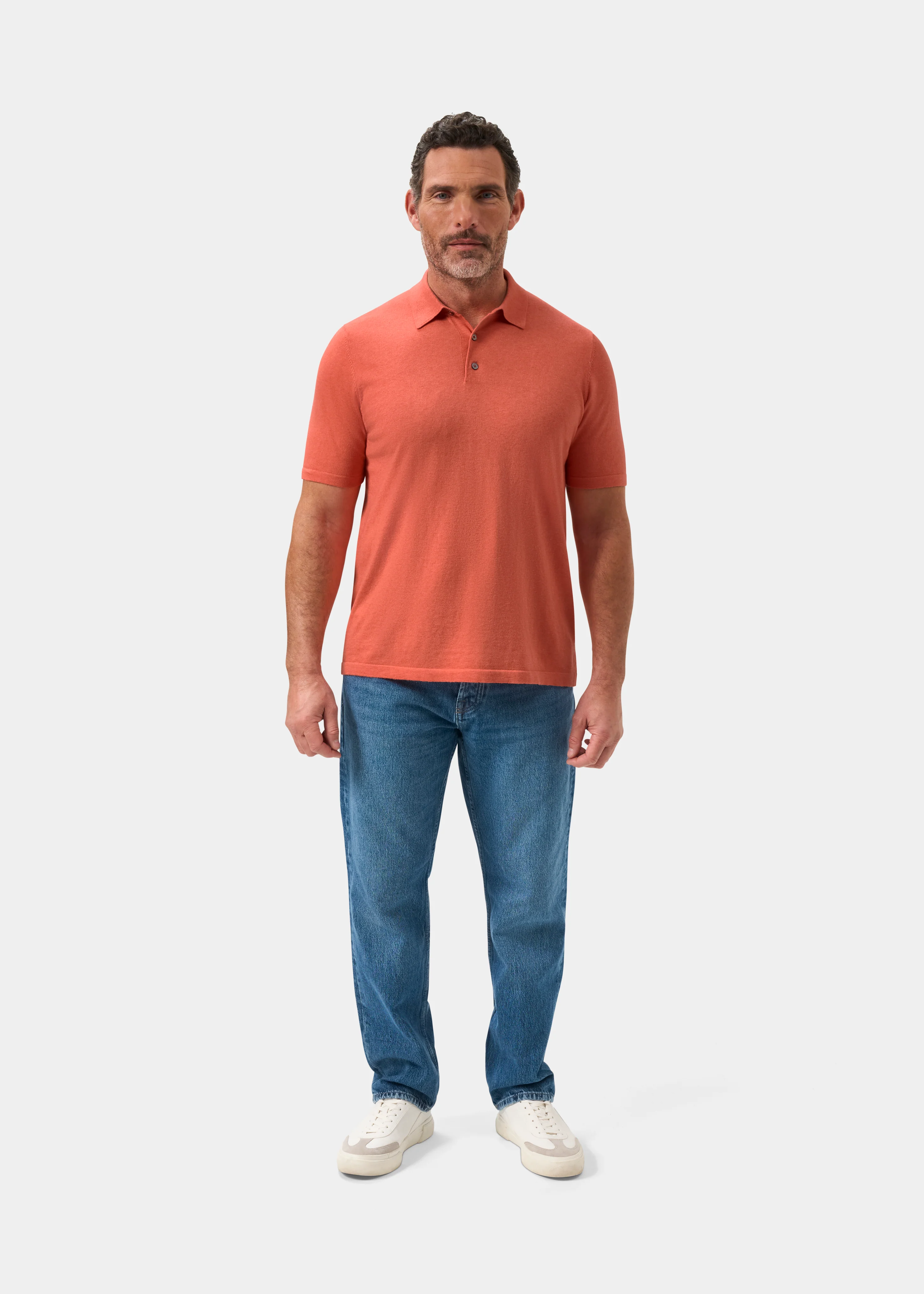 Men's Luxury Cotton Polo Shirt In Melba - Image 2
