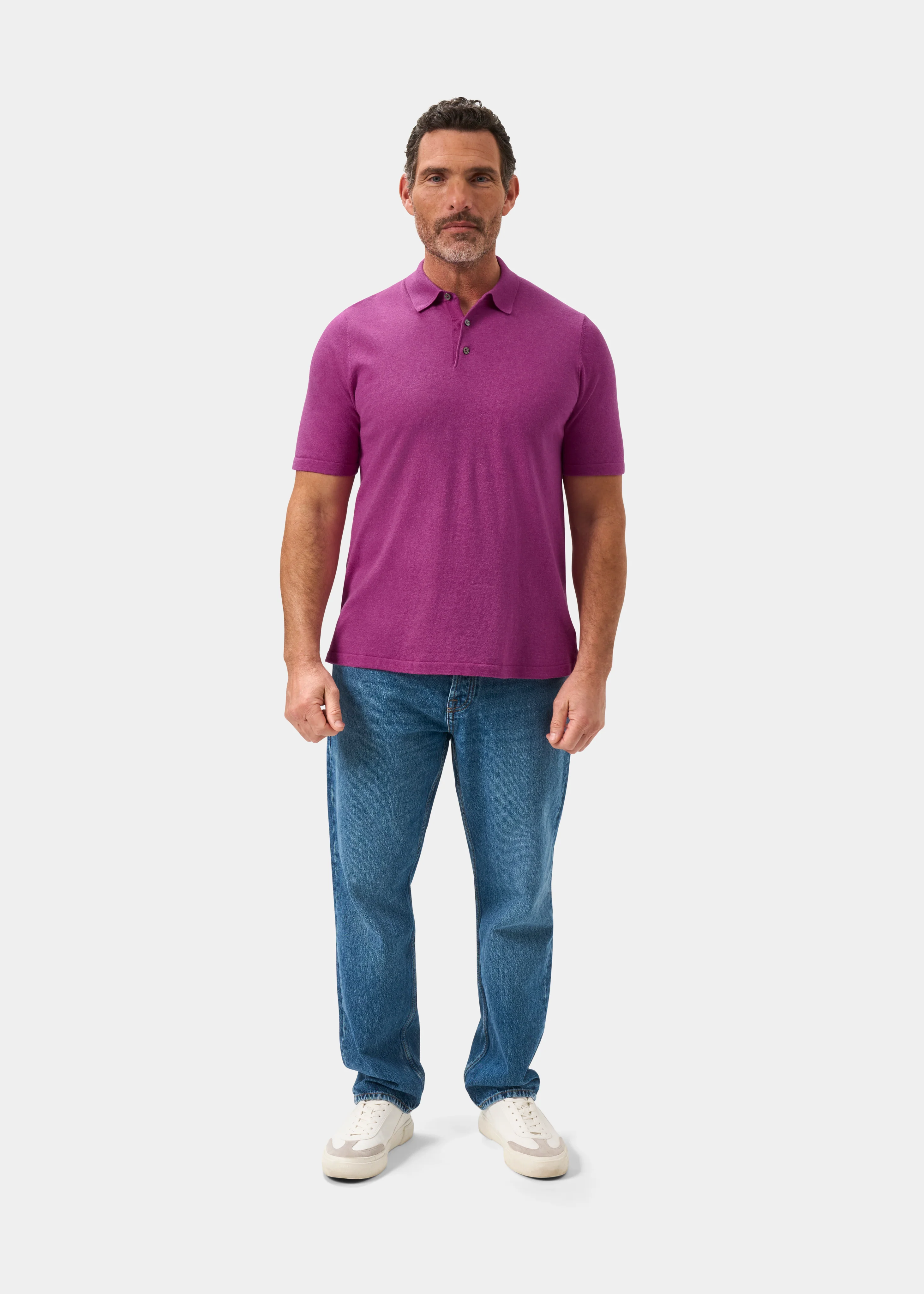 Men's Luxury Cotton Polo Shirt In Orchid - Image 2