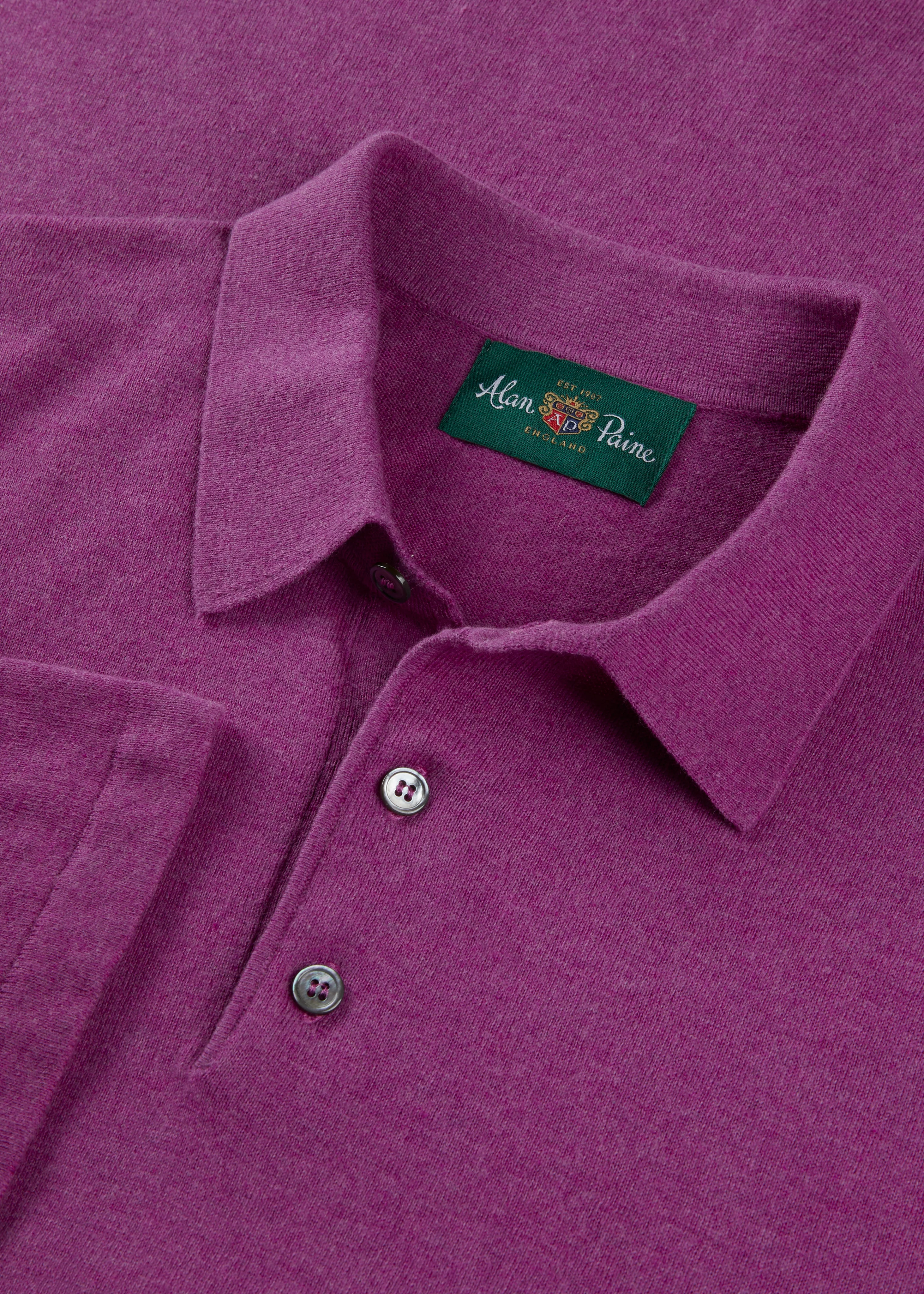 Men's Luxury Cotton Polo Shirt In Orchid - Image 3