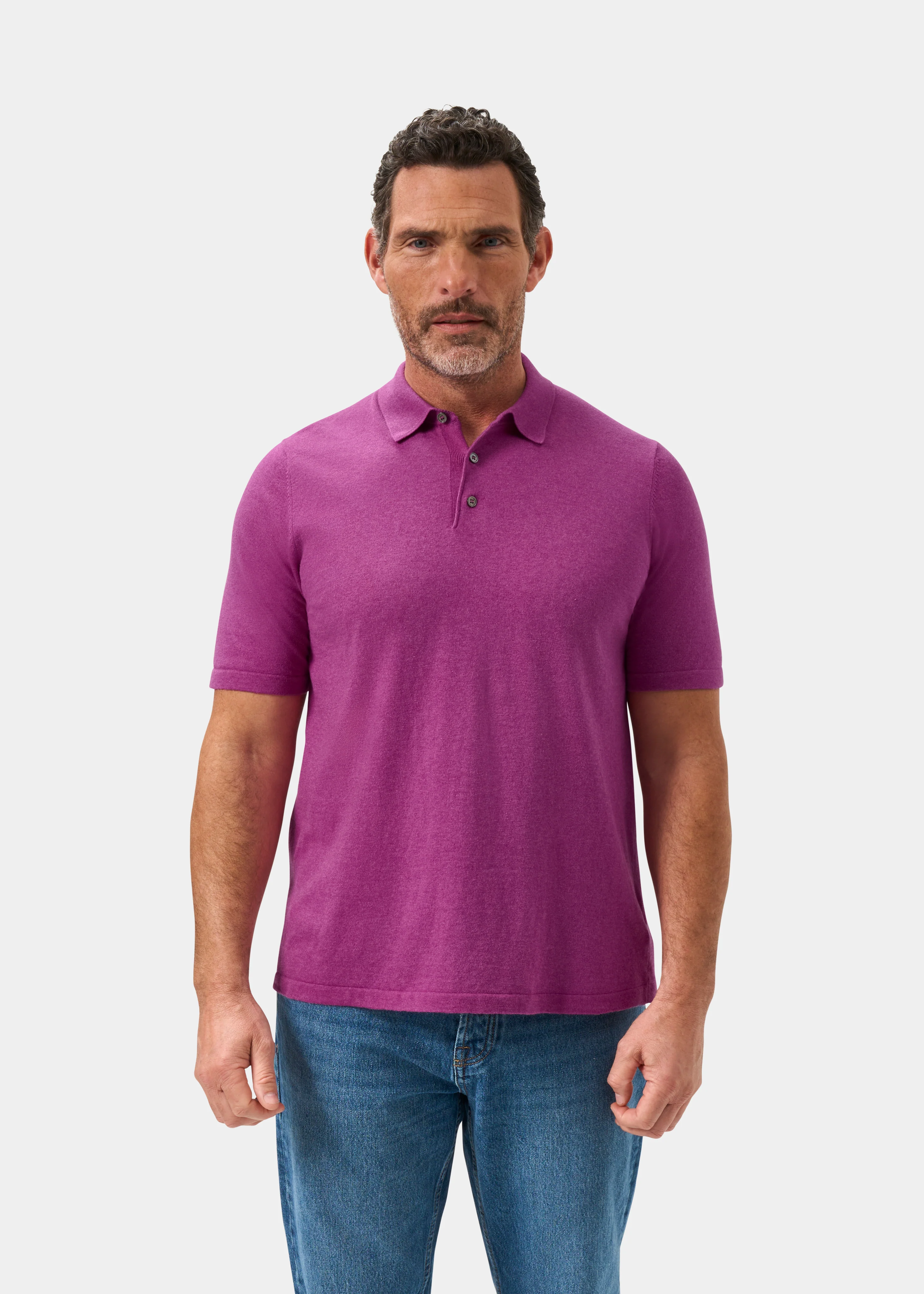 Men's Luxury Cotton Polo Shirt In Orchid - Image 5
