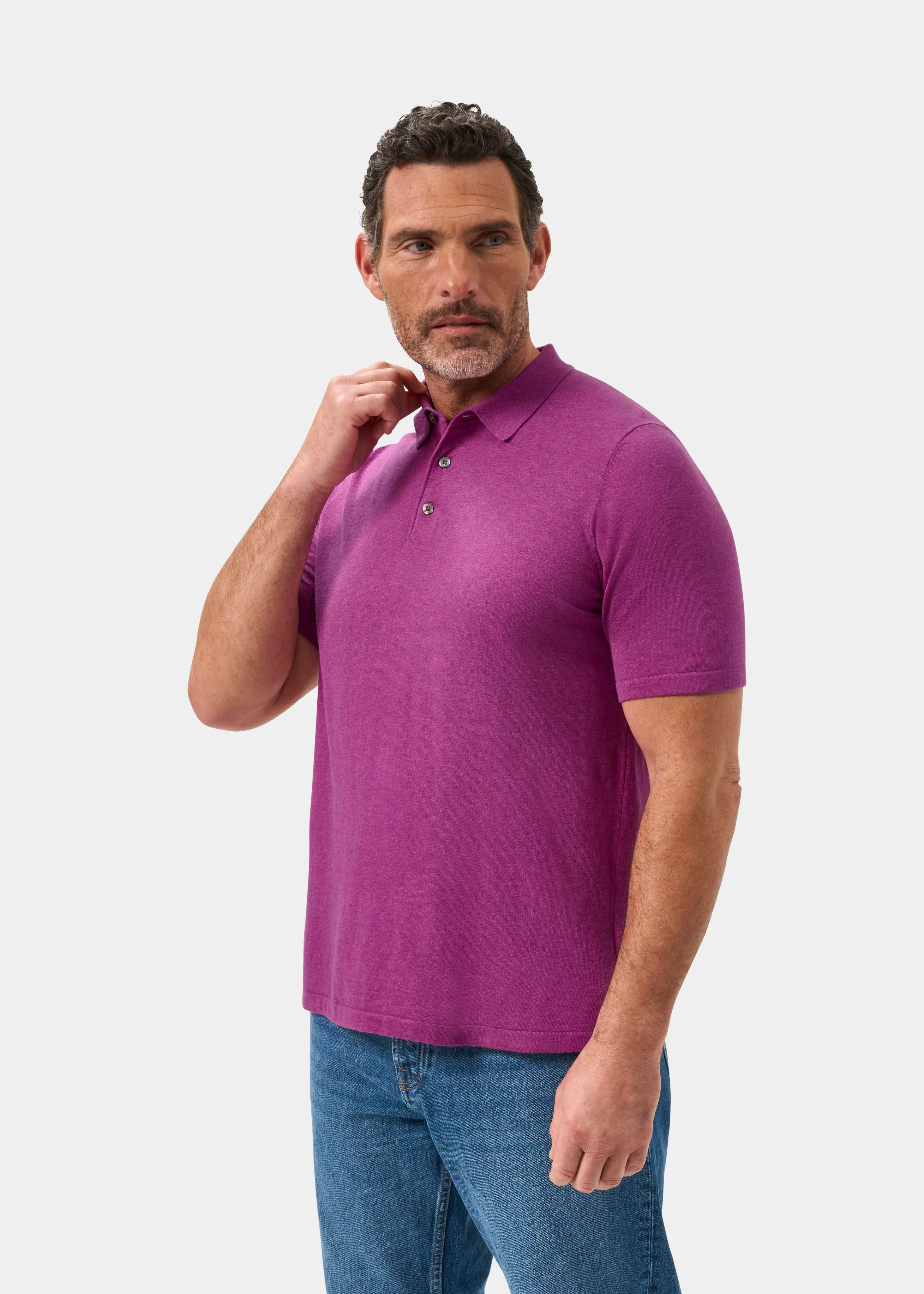 Men's Luxury Cotton Polo Shirt In Orchid - Image 6