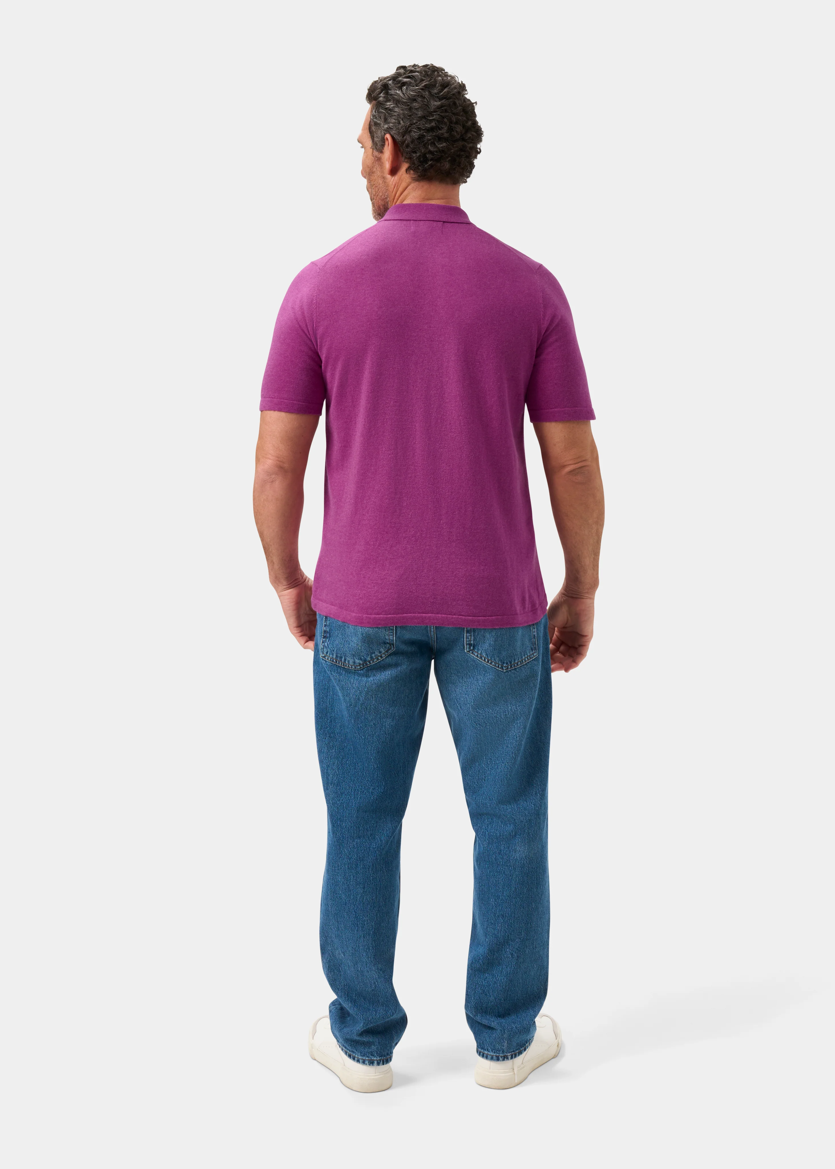 Men's Luxury Cotton Polo Shirt In Orchid - Image 7