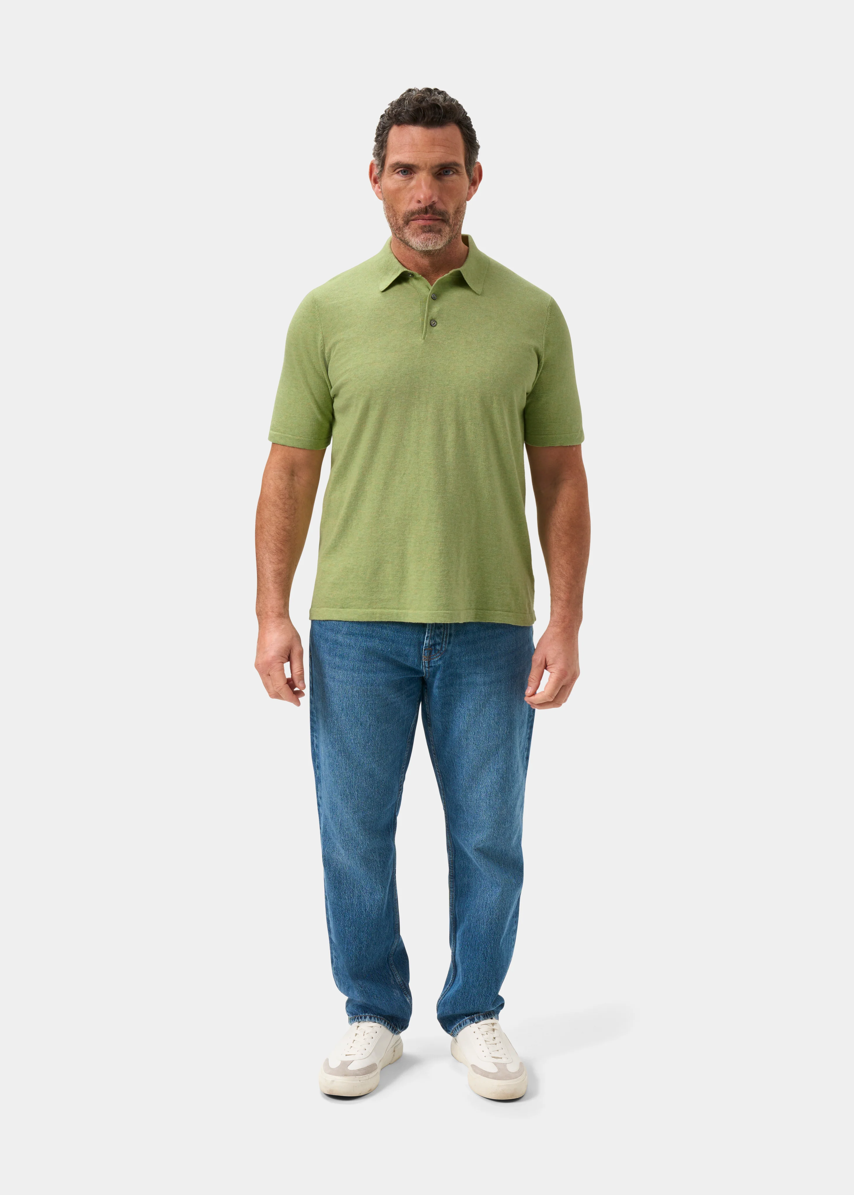 Men's Luxury Cotton Polo Shirt In Pistachio - Image 2