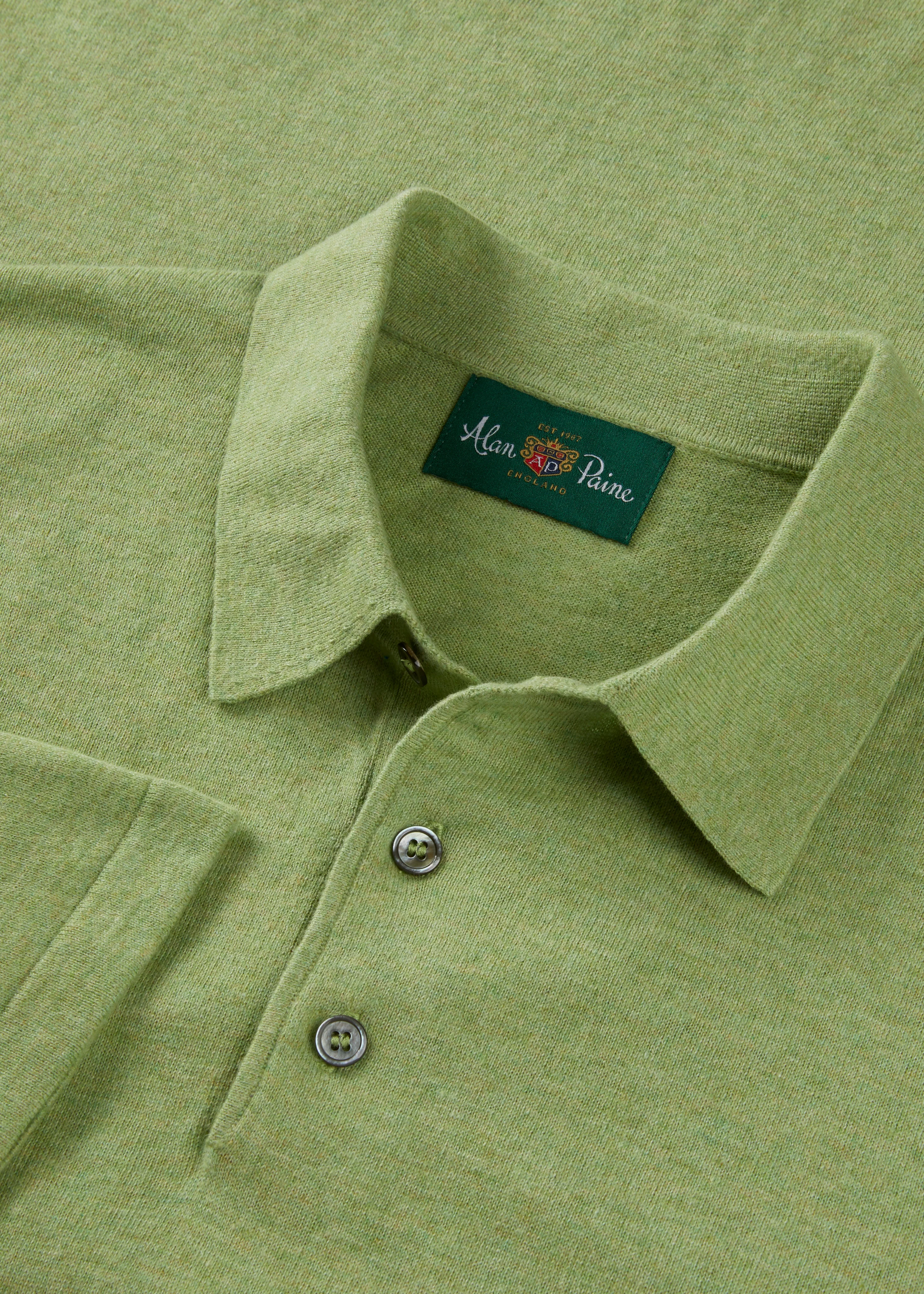 Men's Luxury Cotton Polo Shirt In Pistachio - Image 3