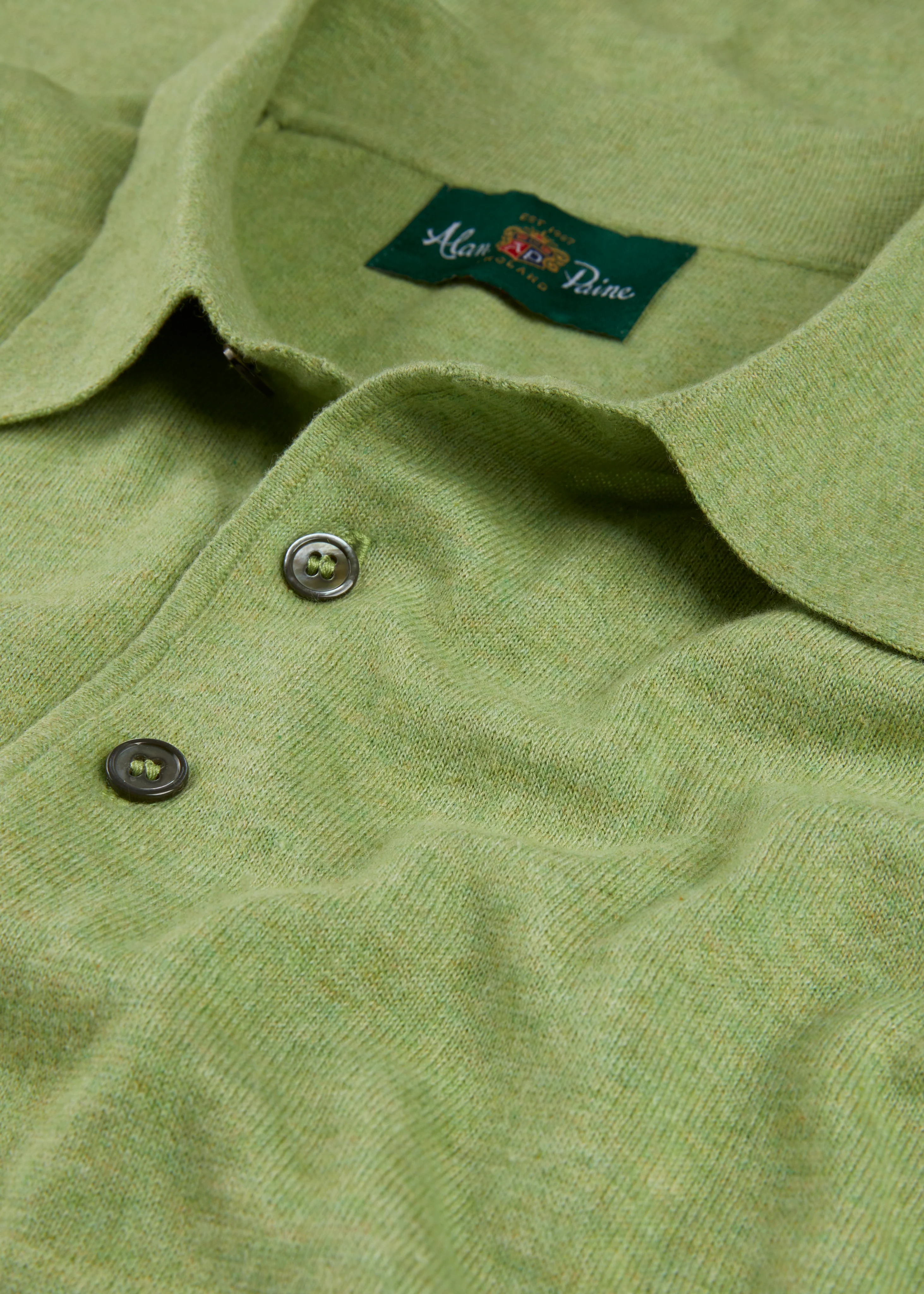 Men's Luxury Cotton Polo Shirt In Pistachio - Image 4