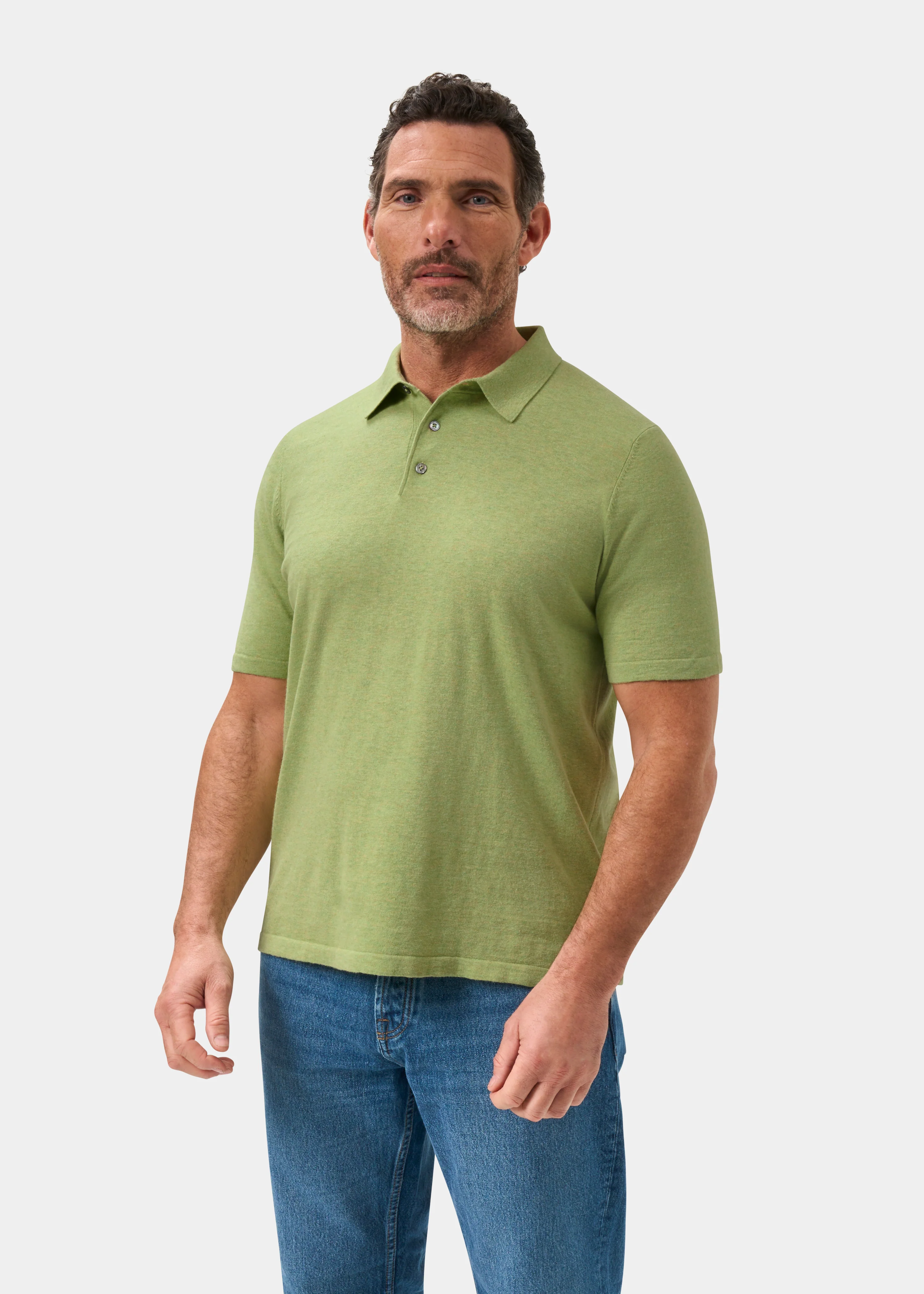 Men's Luxury Cotton Polo Shirt In Pistachio - Image 6