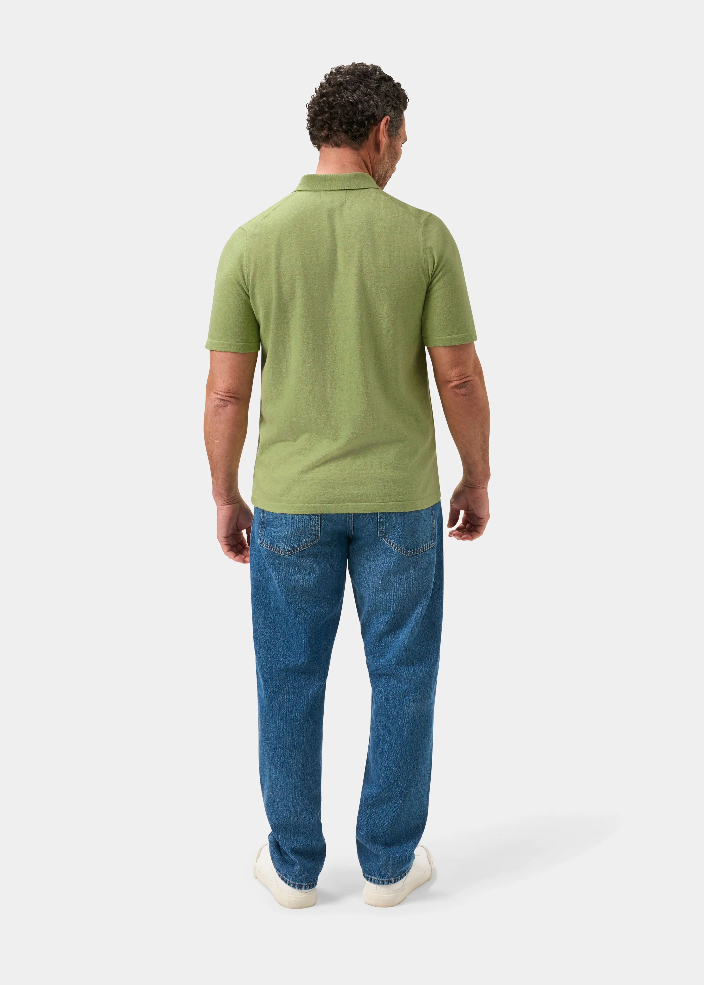 Men's Luxury Cotton Polo Shirt In Pistachio - Image 7