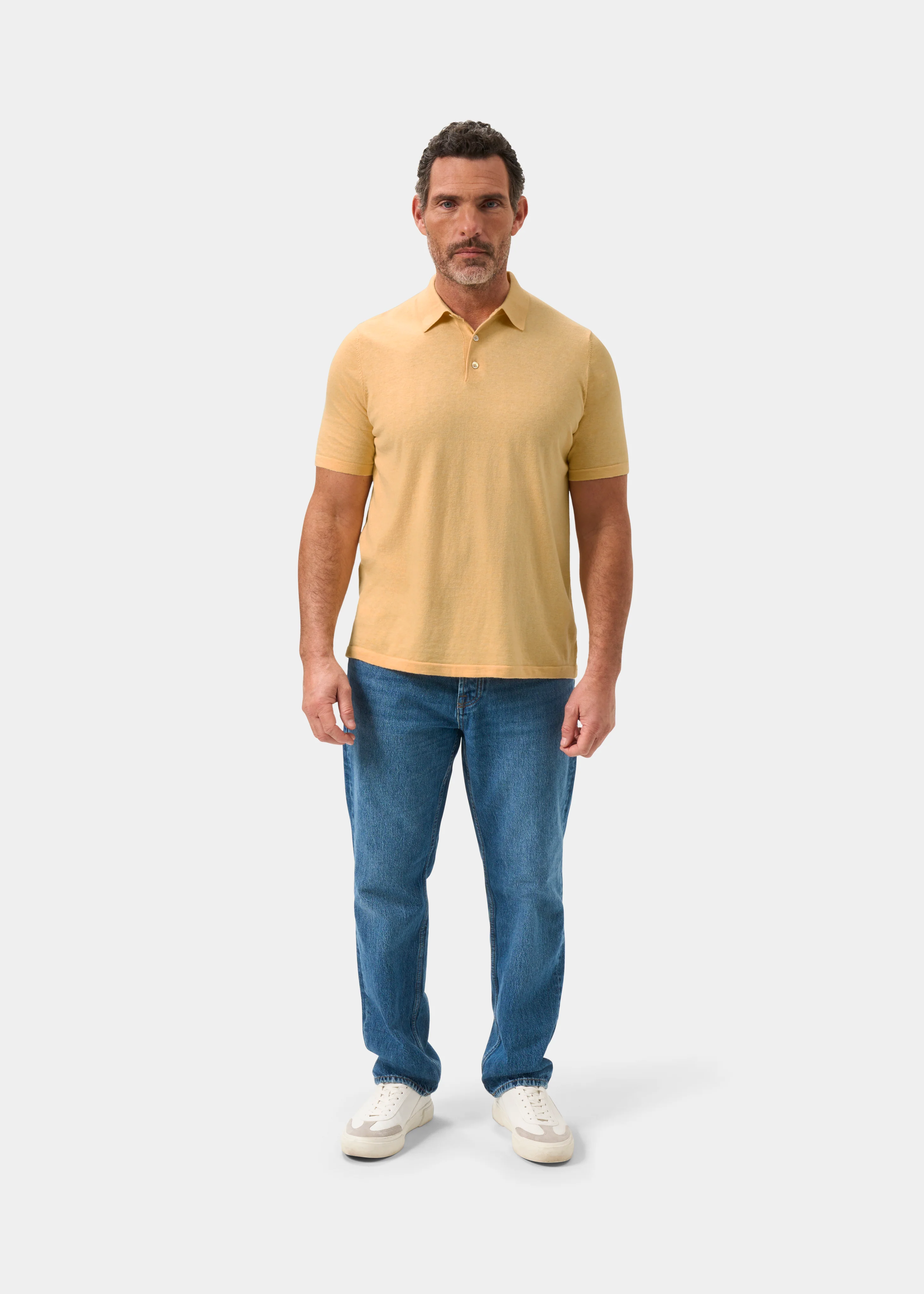 Men's Luxury Cotton Polo Shirt In Solar - Image 2