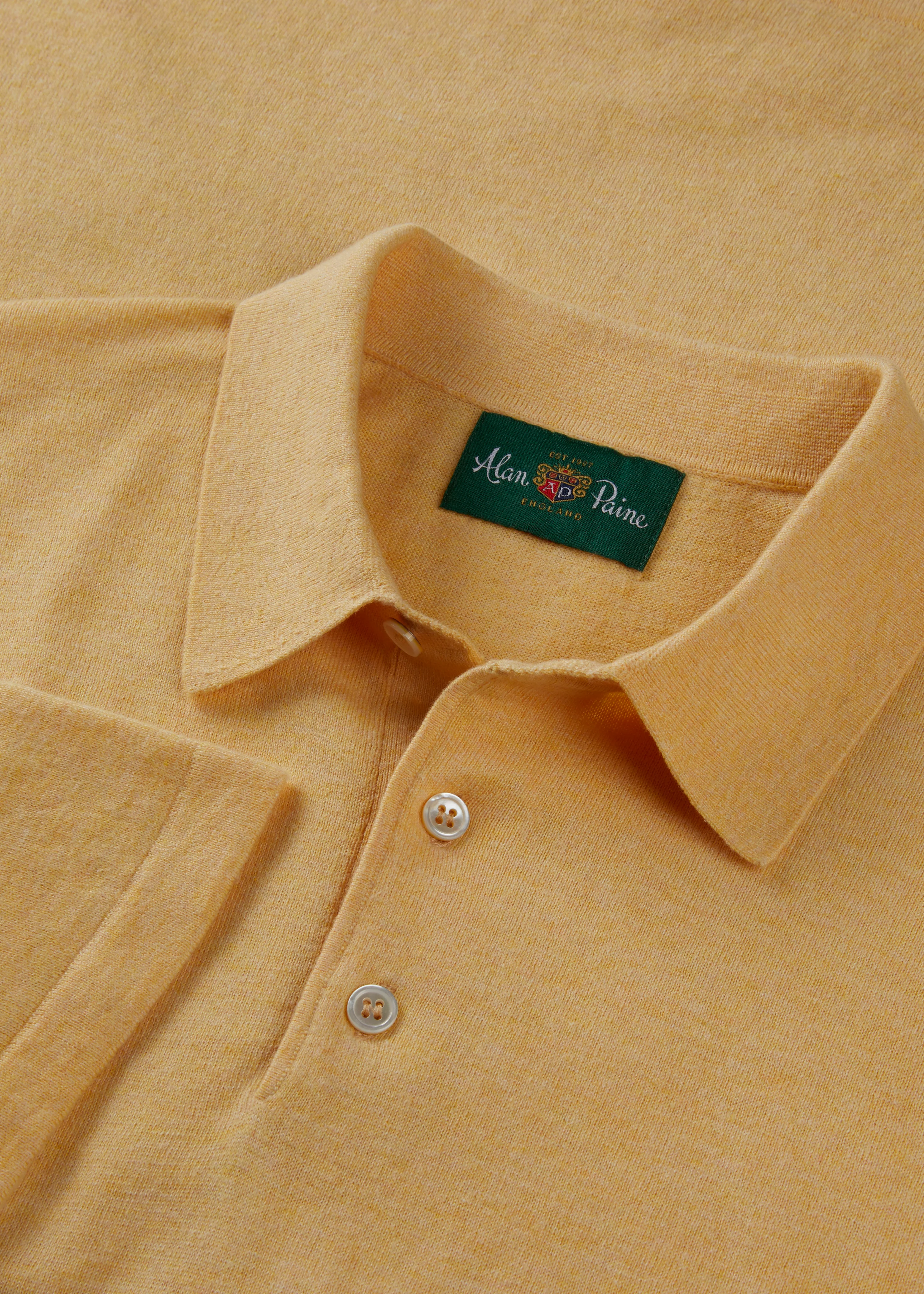Men's Luxury Cotton Polo Shirt In Solar - Image 3