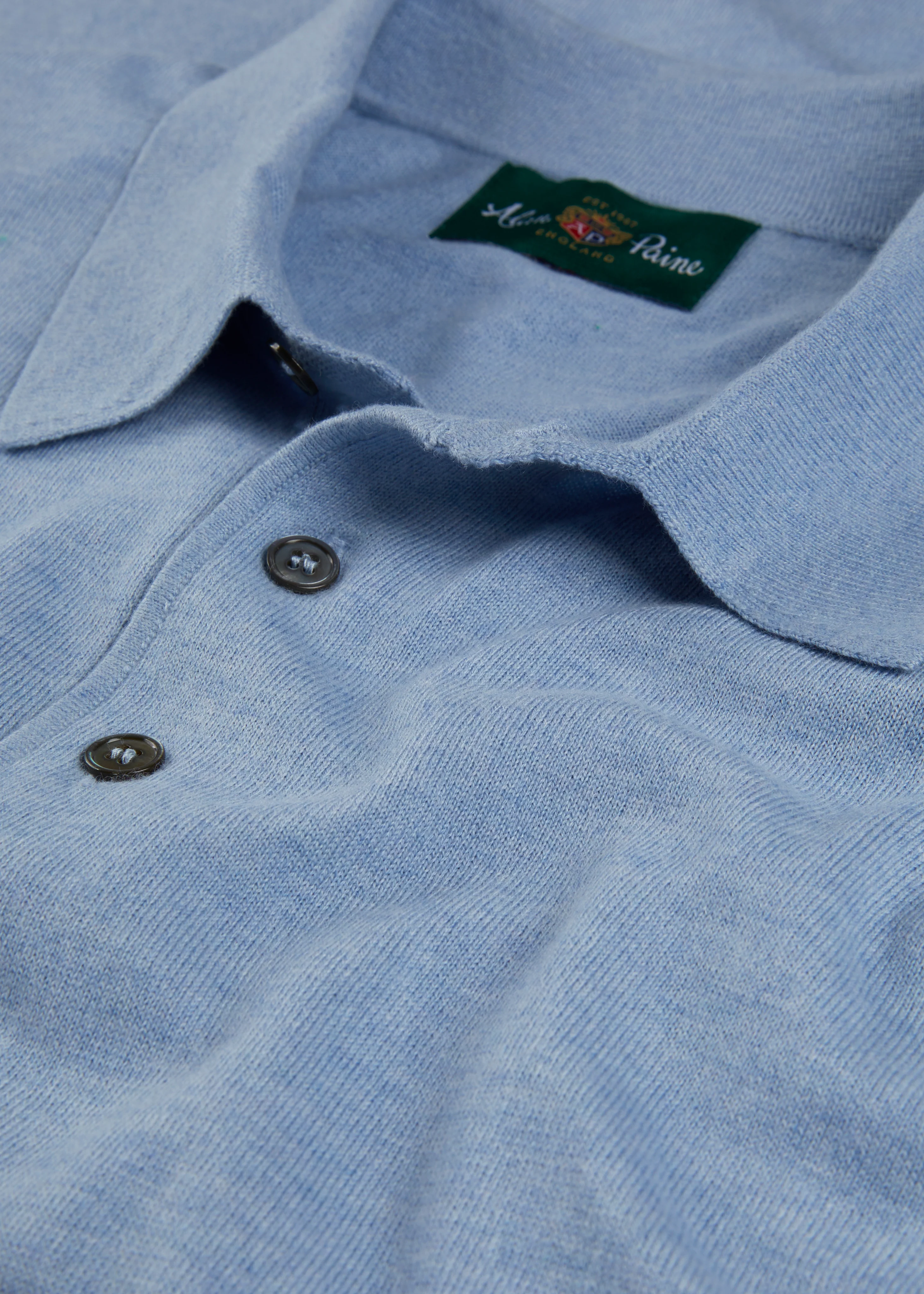 Men's Luxury Cotton Polo Shirt In Steel Blue - Image 4
