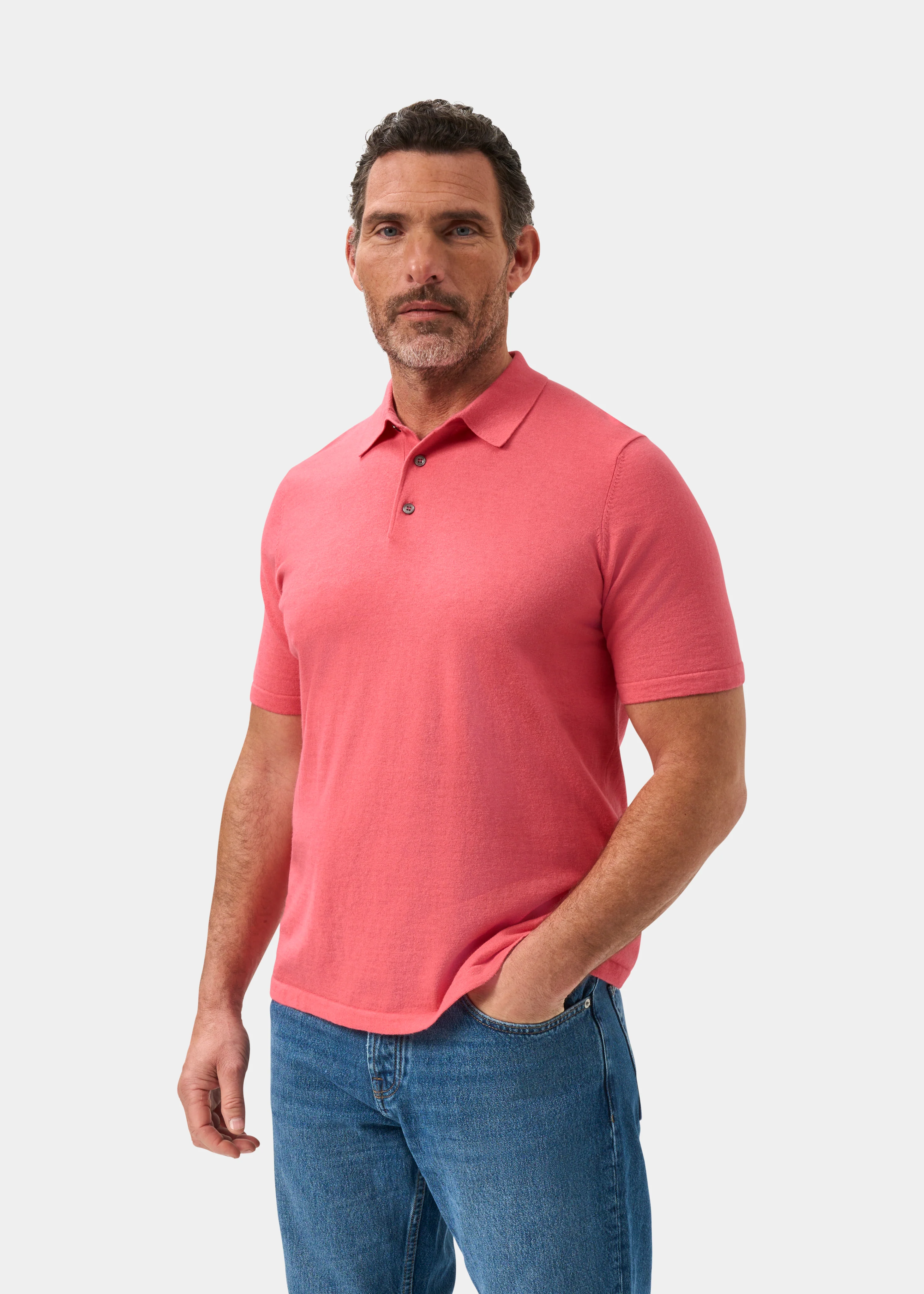 Men's Luxury Cotton Polo Shirt In Swizzle - Image 6