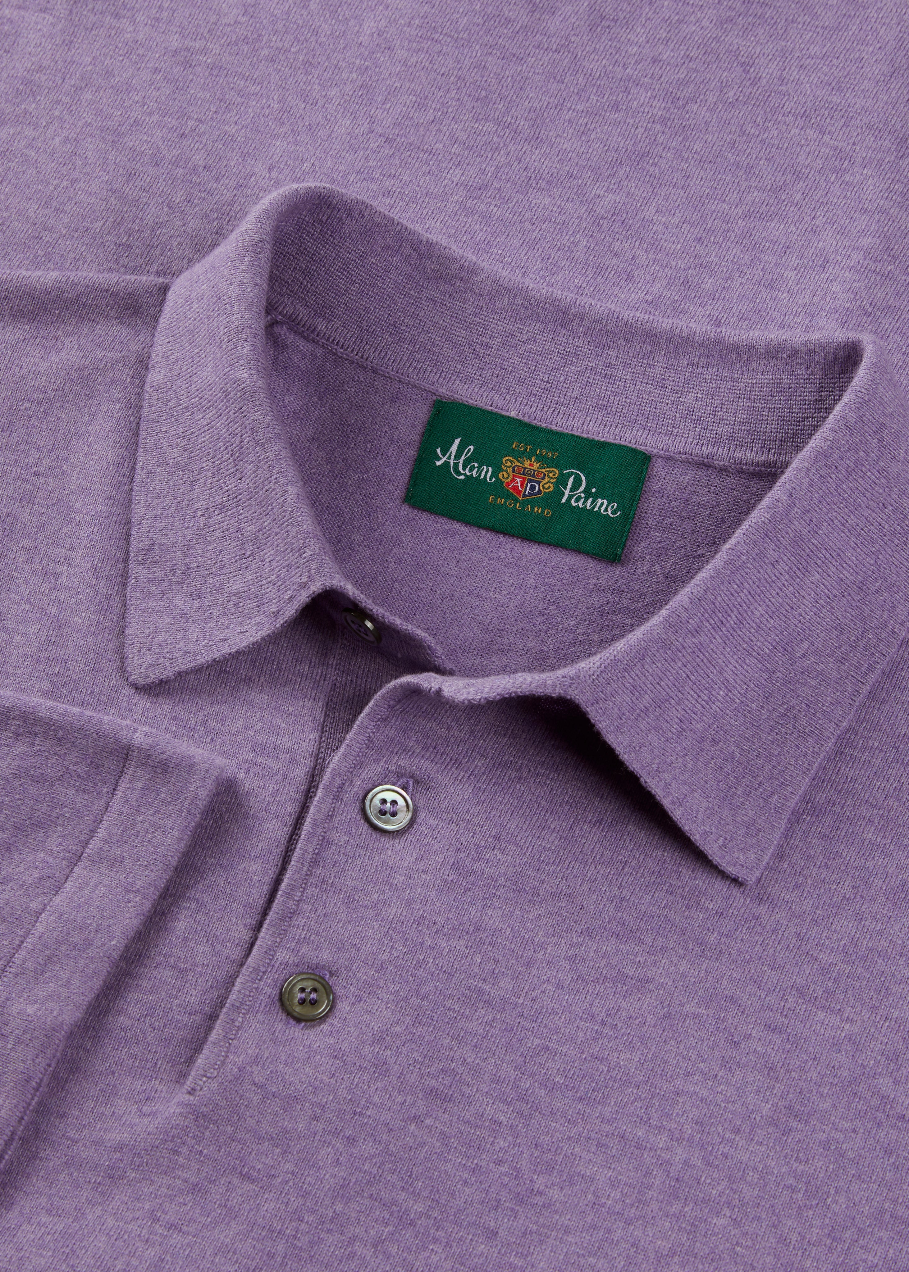 Men's Luxury Cotton Polo Shirt In Water Lilly - Image 3