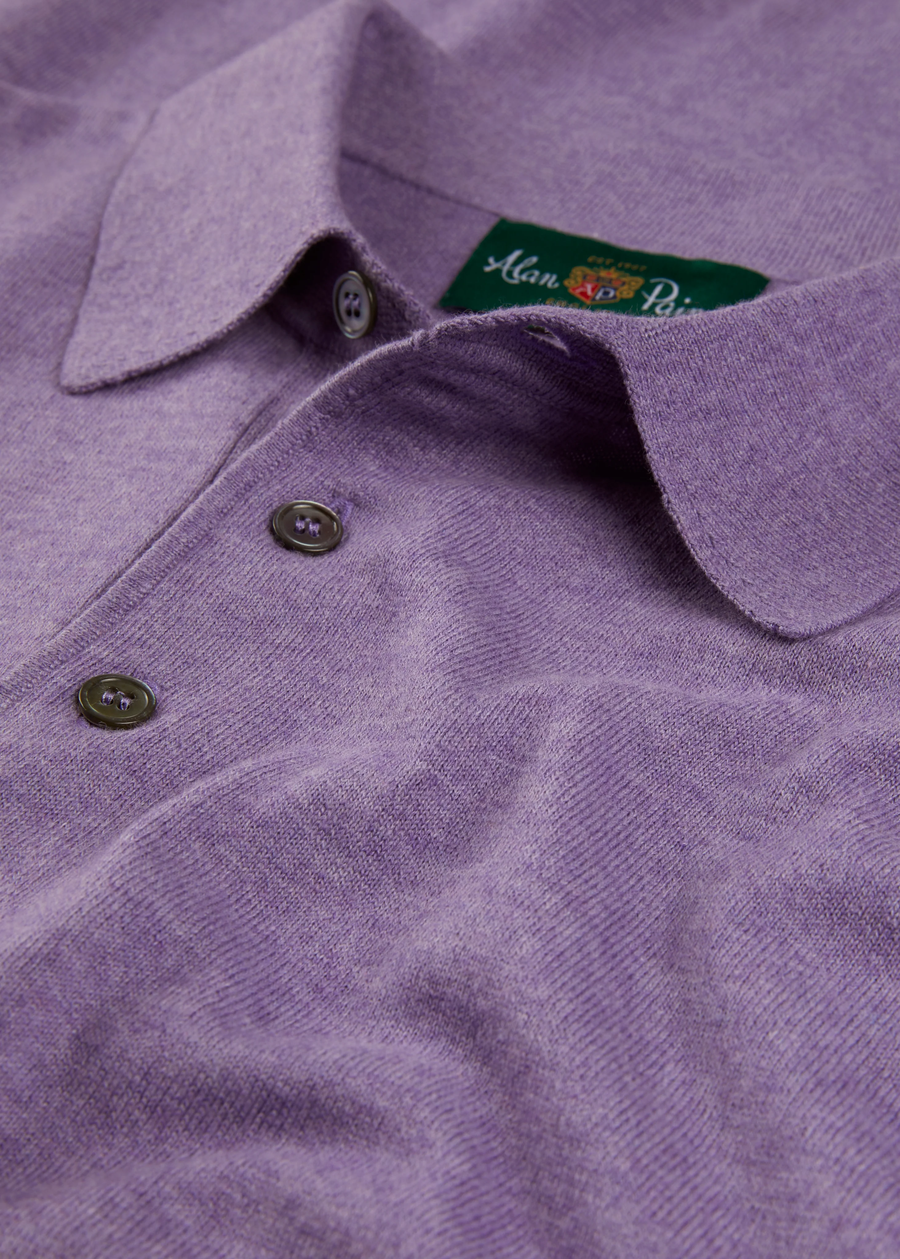 Men's Luxury Cotton Polo Shirt In Water Lilly - Image 4