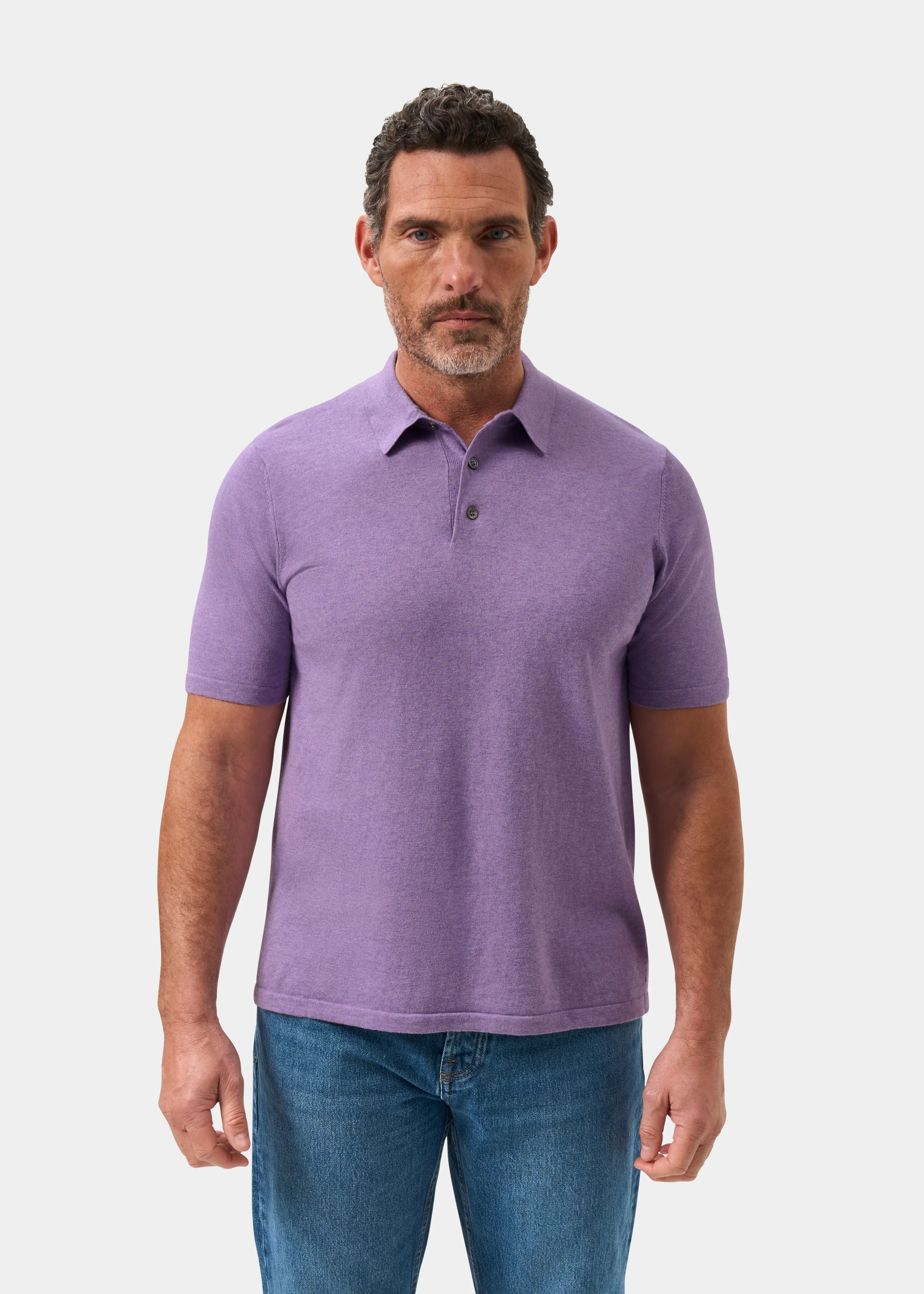 Men's Luxury Cotton Polo Shirt In Water Lilly - Image 5