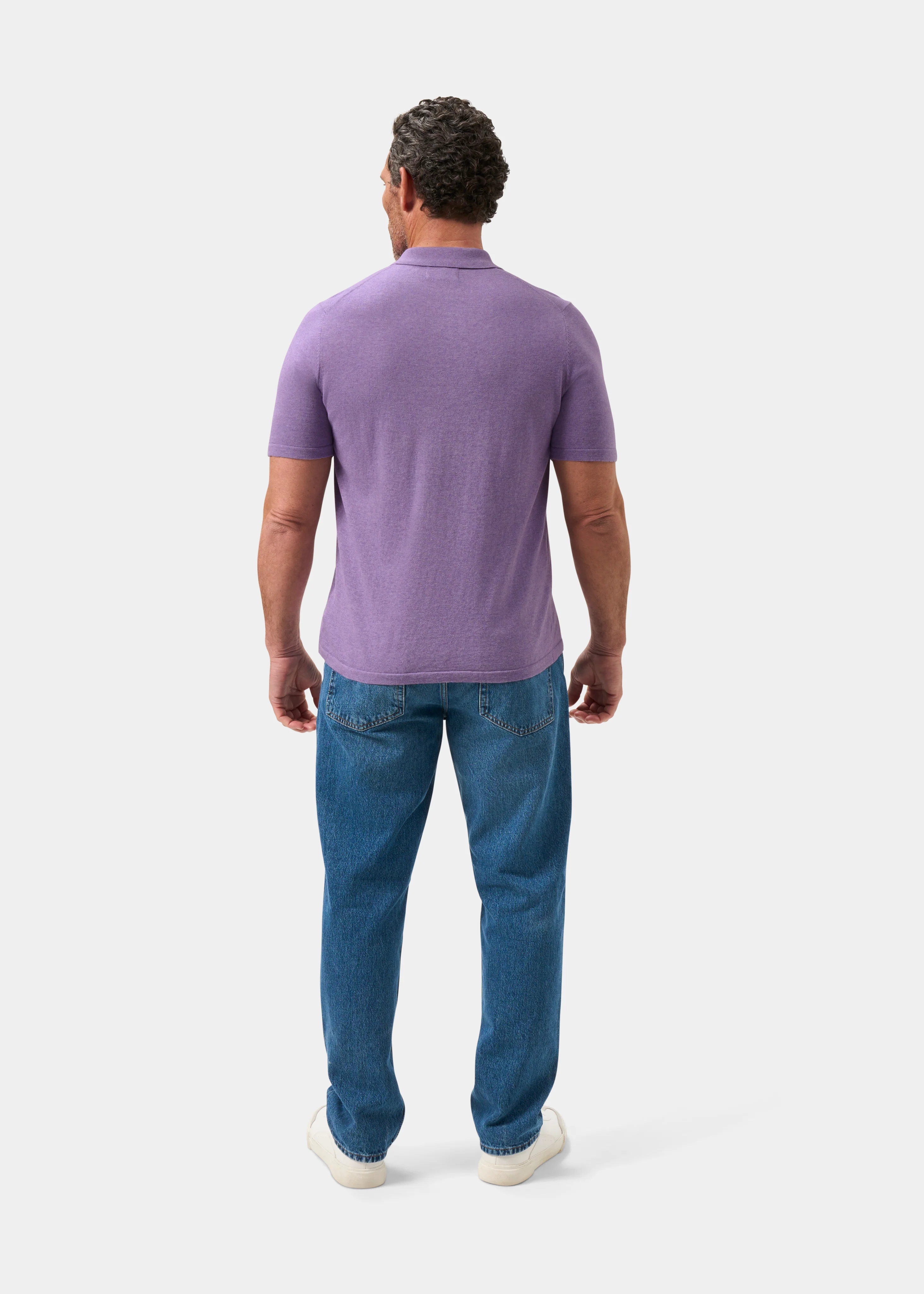 Men's Luxury Cotton Polo Shirt In Water Lilly - Image 7