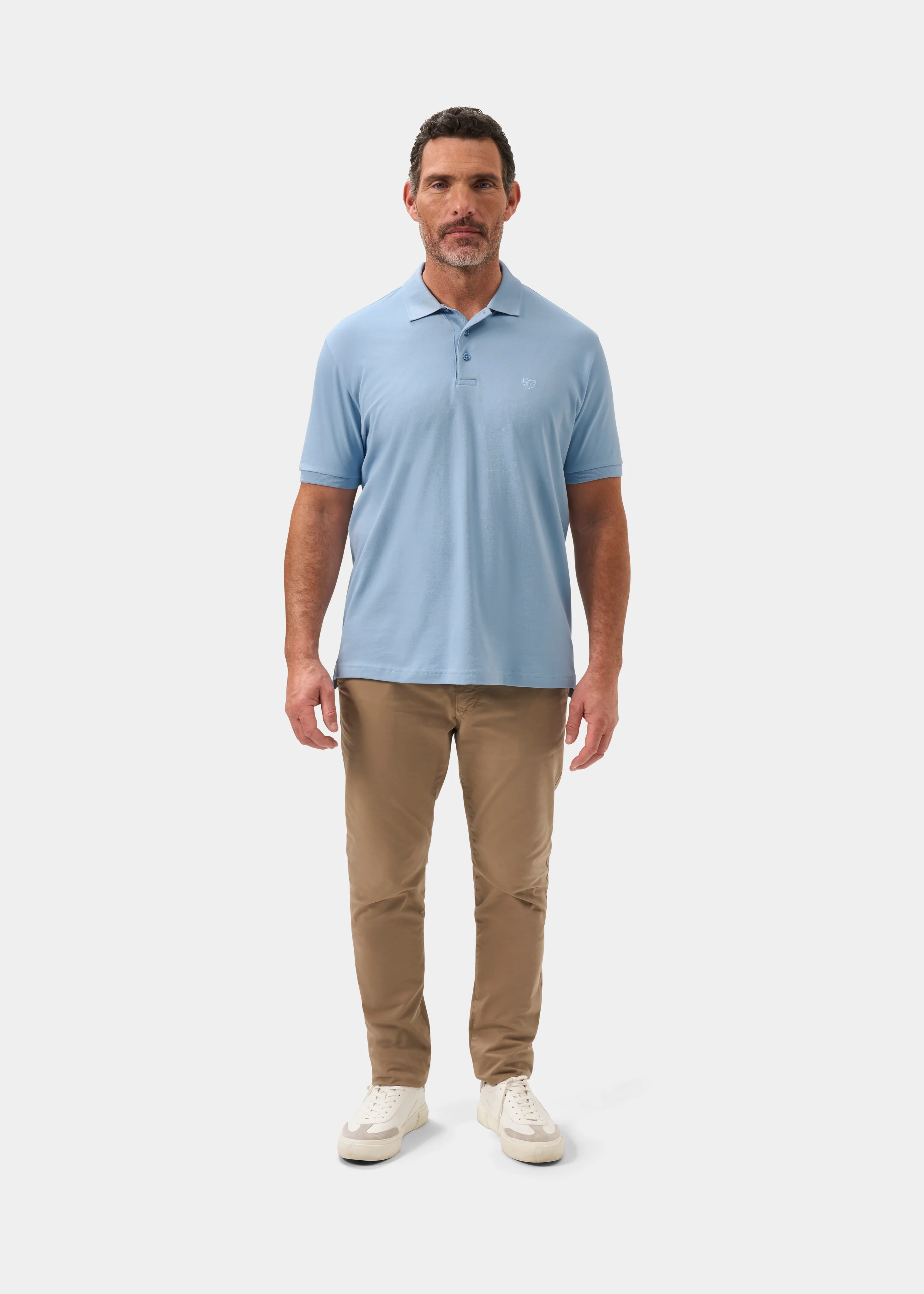Fritton Pique Polo Shirt In Light Blue - Image 4