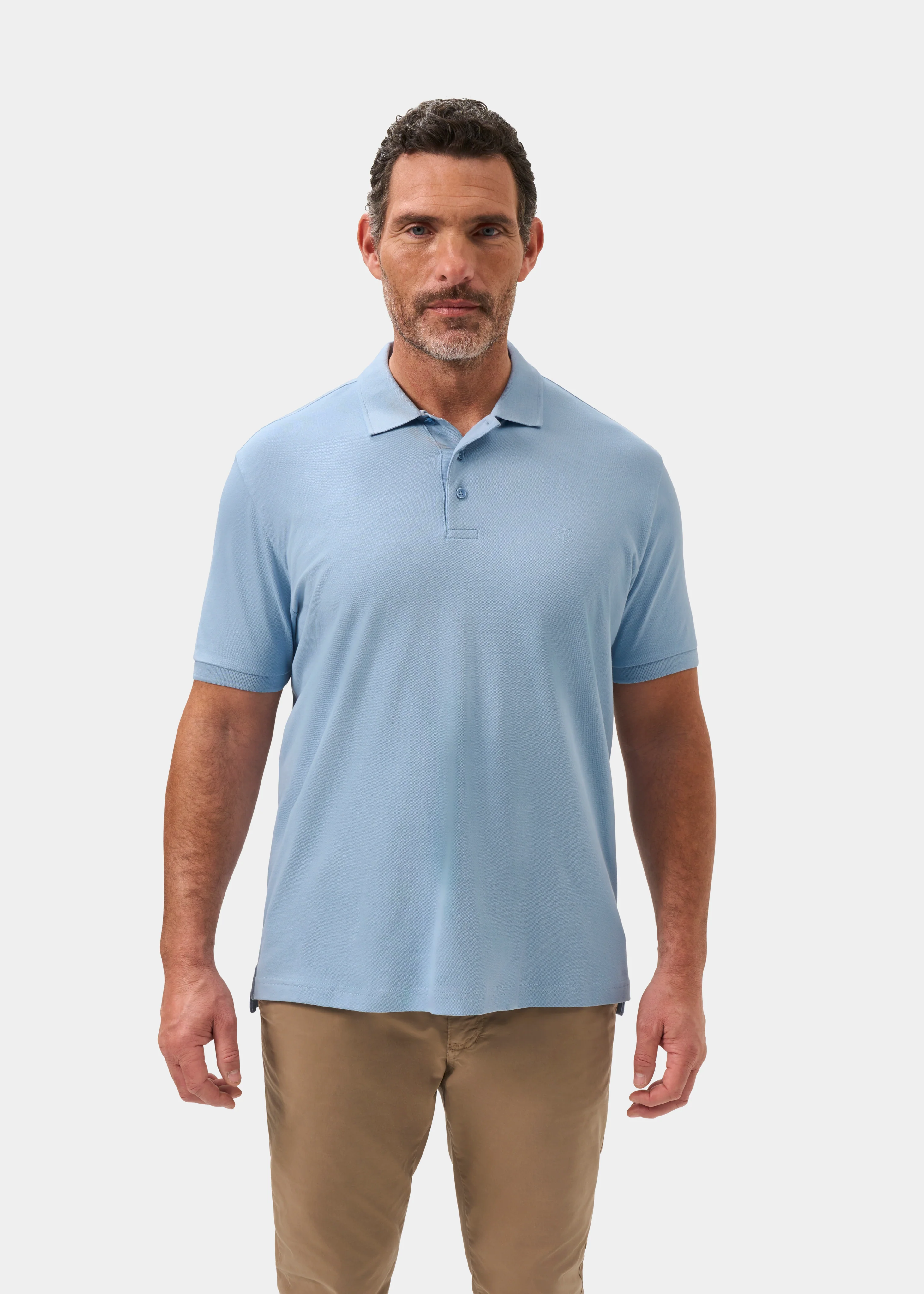 Fritton Pique Polo Shirt In Light Blue - Image 5