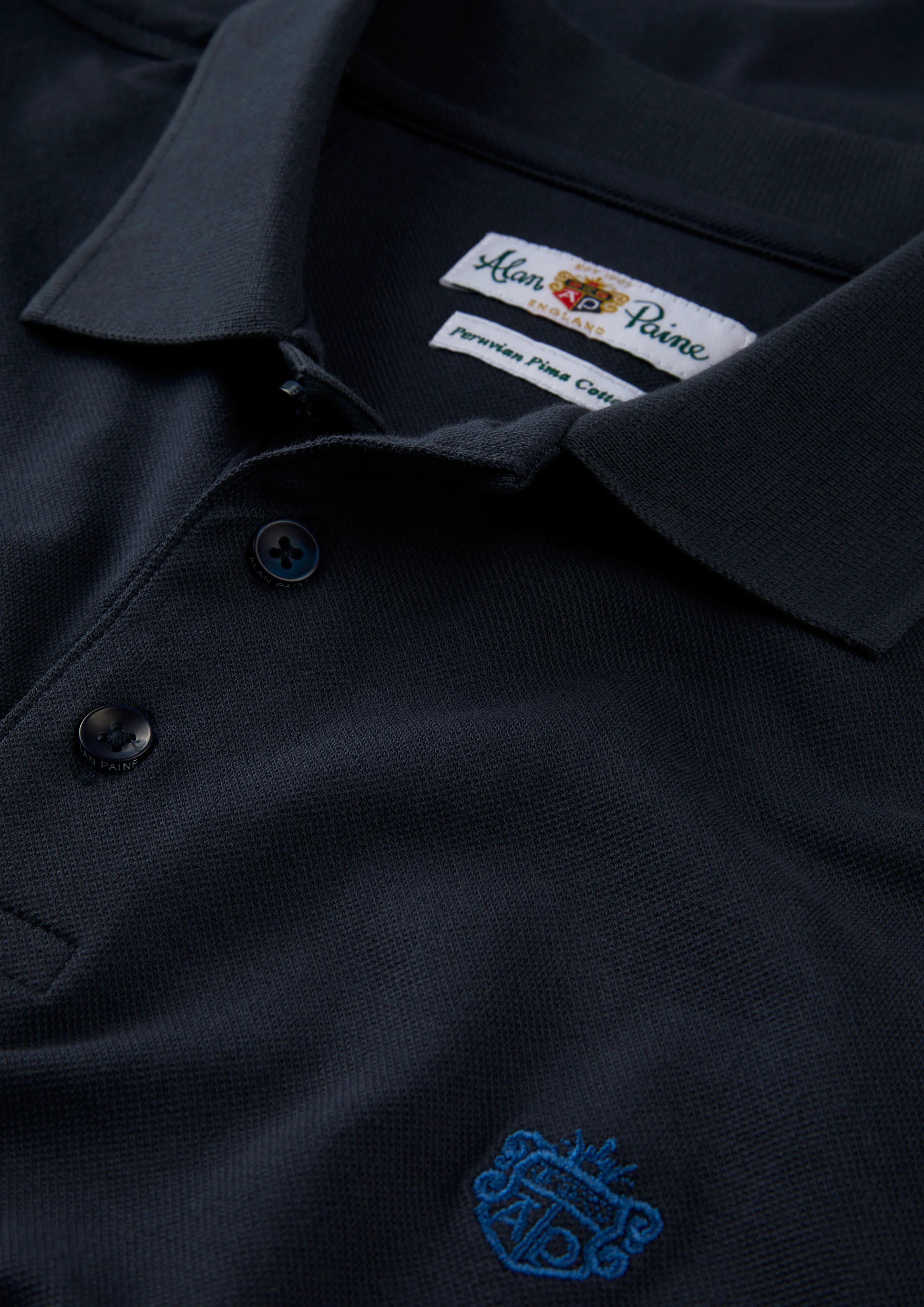 Fritton Pique Polo Shirt In Navy - Image 3