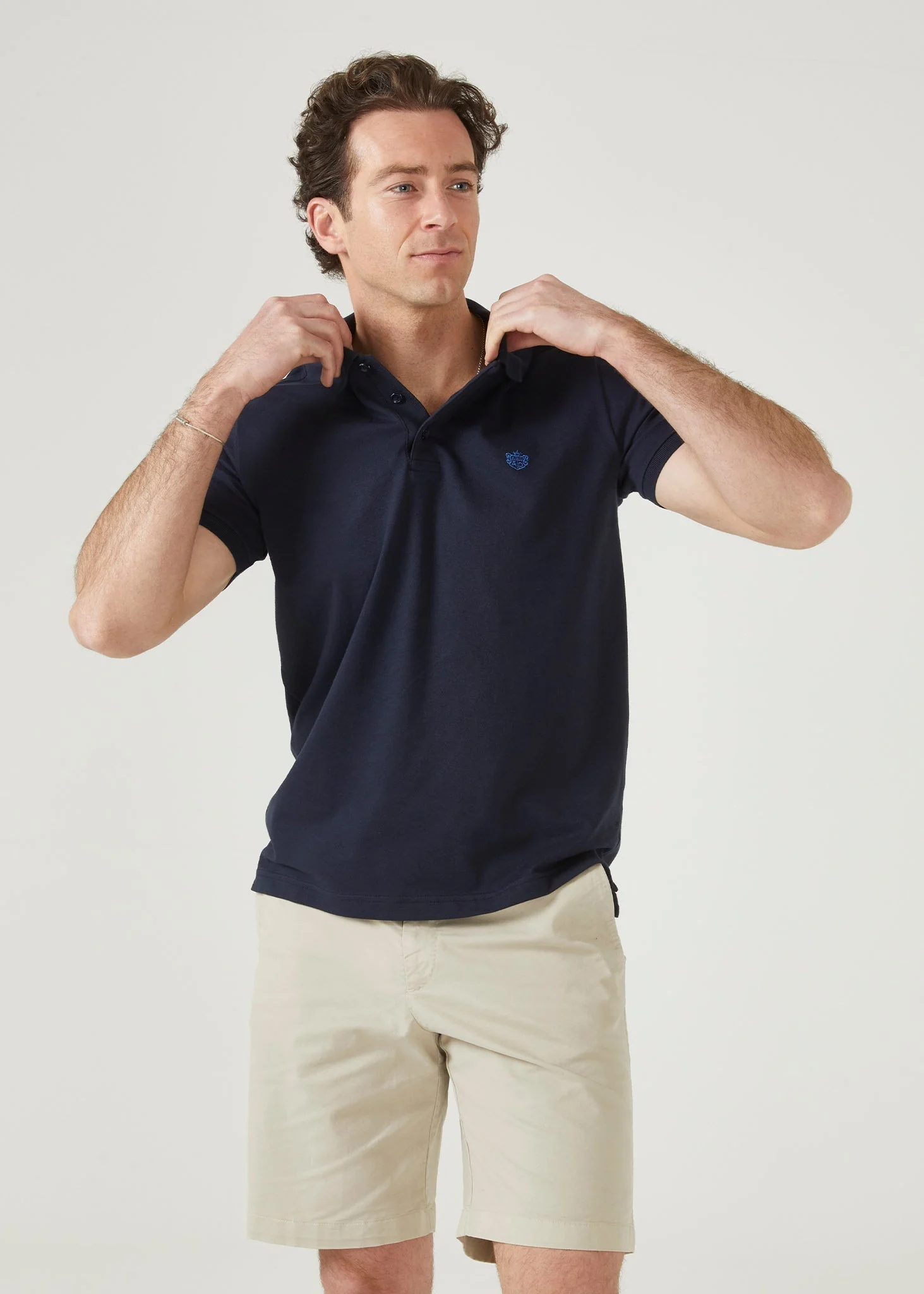 Fritton Pique Polo Shirt In Navy - Image 4