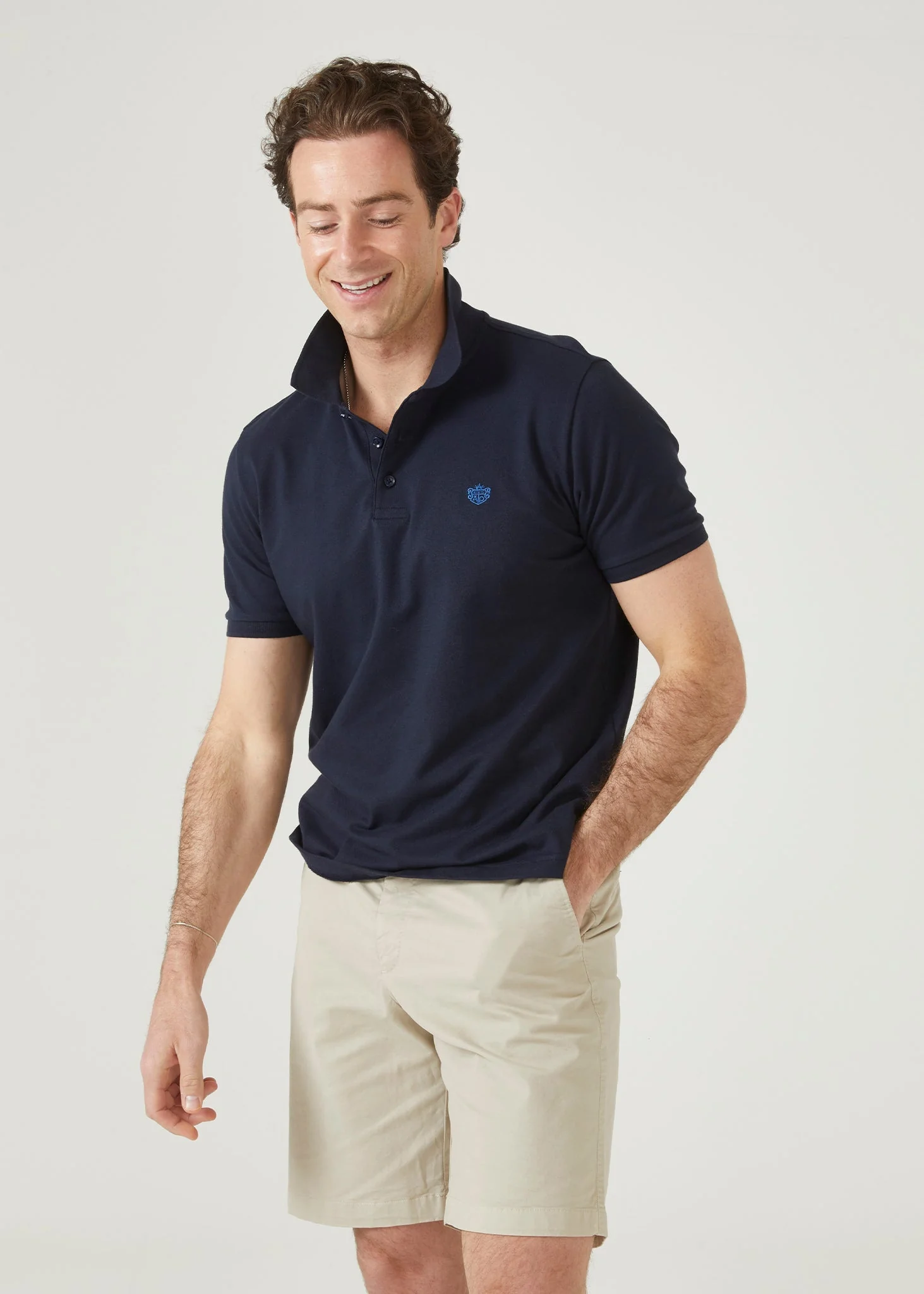 Fritton Pique Polo Shirt In Navy - Image 7