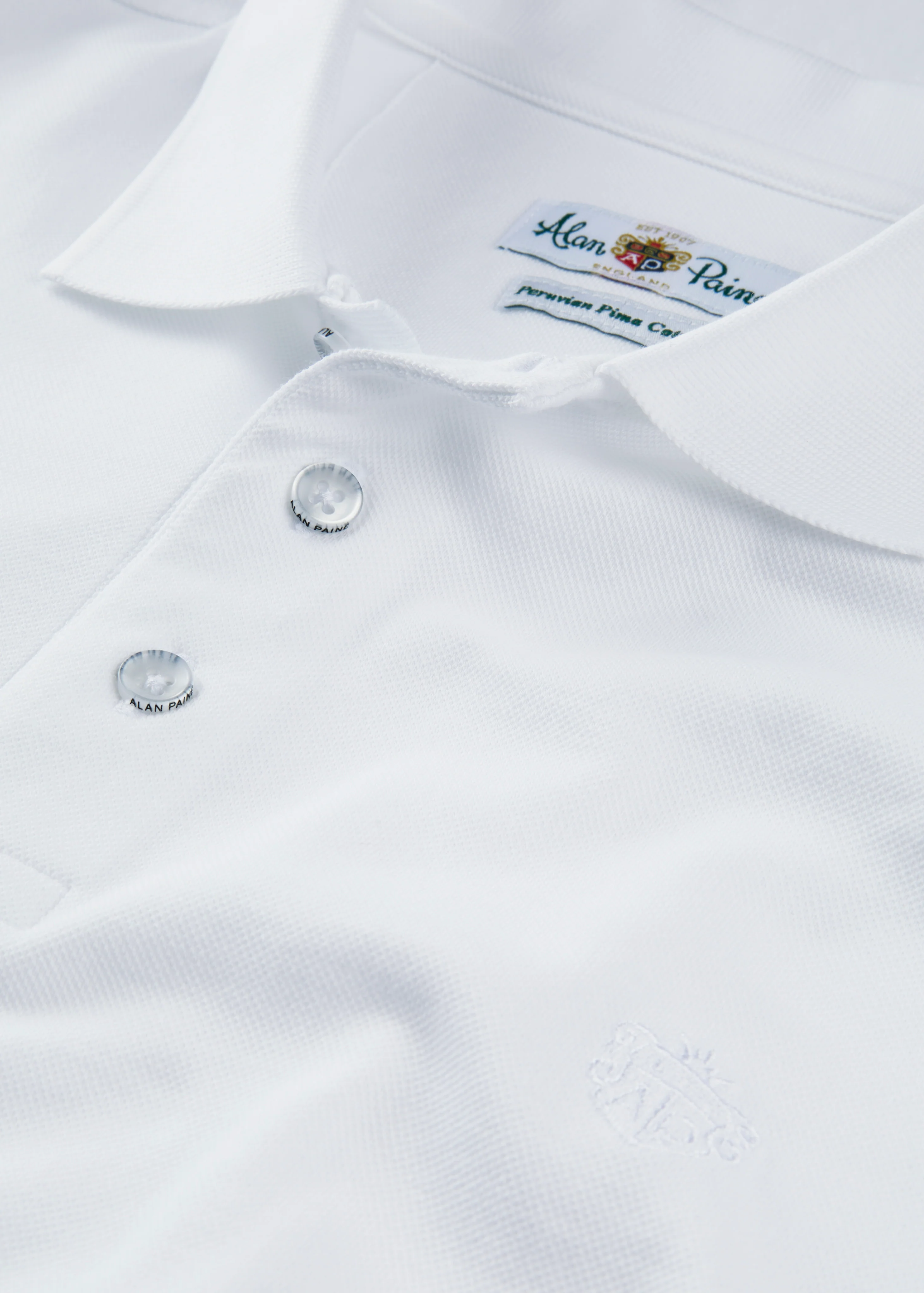 Fritton Pique Polo Shirt In White - Image 3