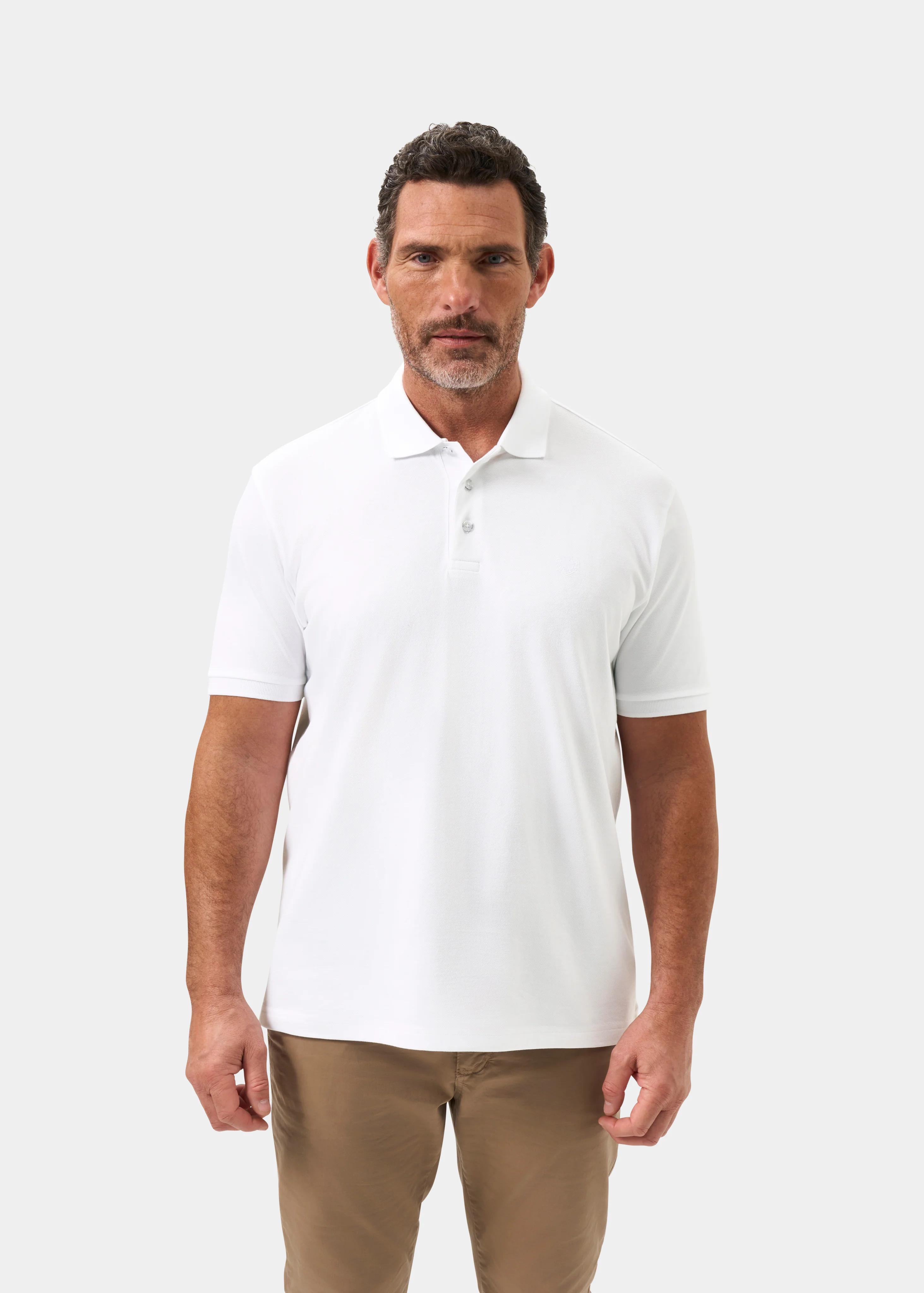 Fritton Pique Polo Shirt In White - Image 5
