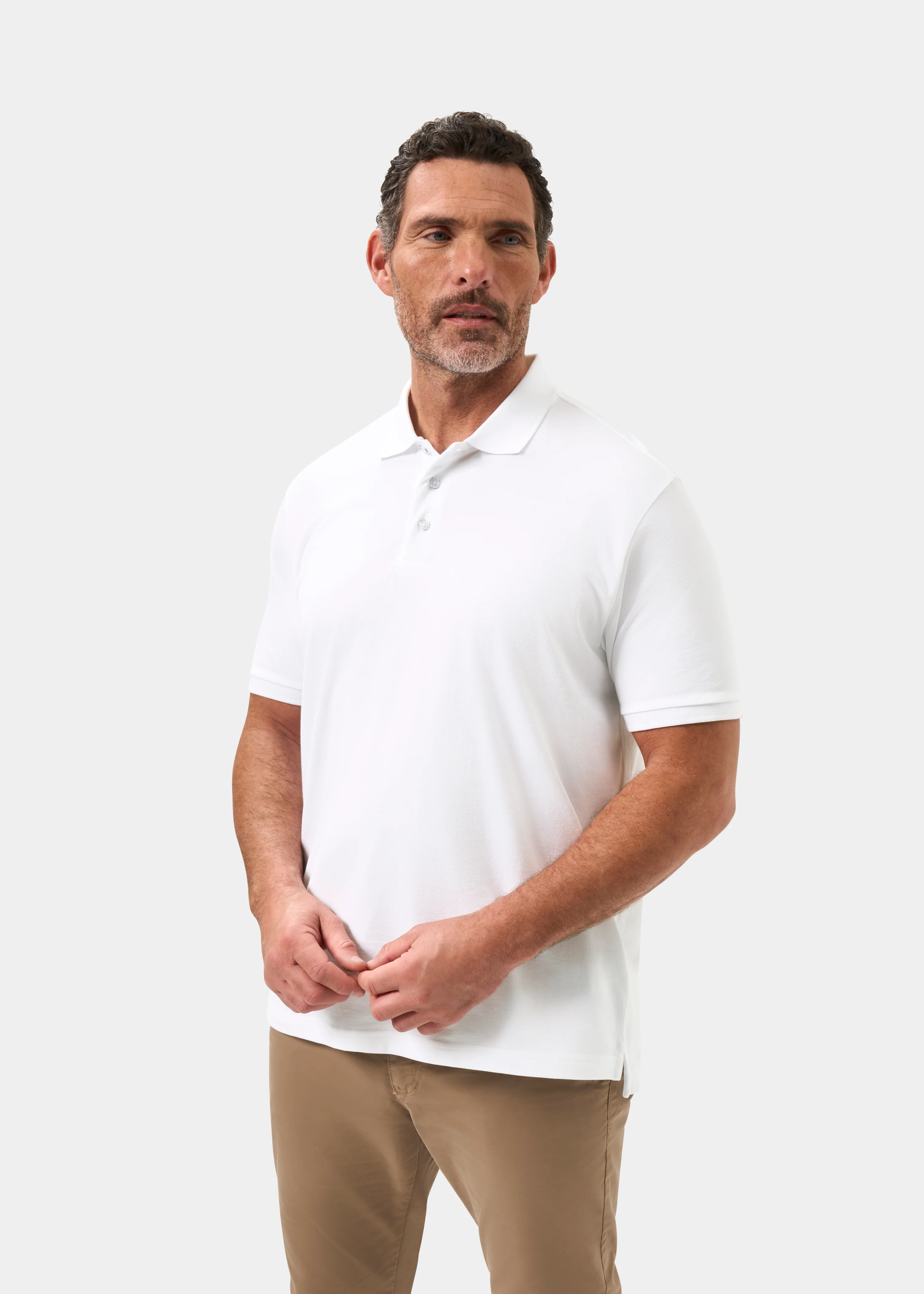 Fritton Pique Polo Shirt In White - Image 6