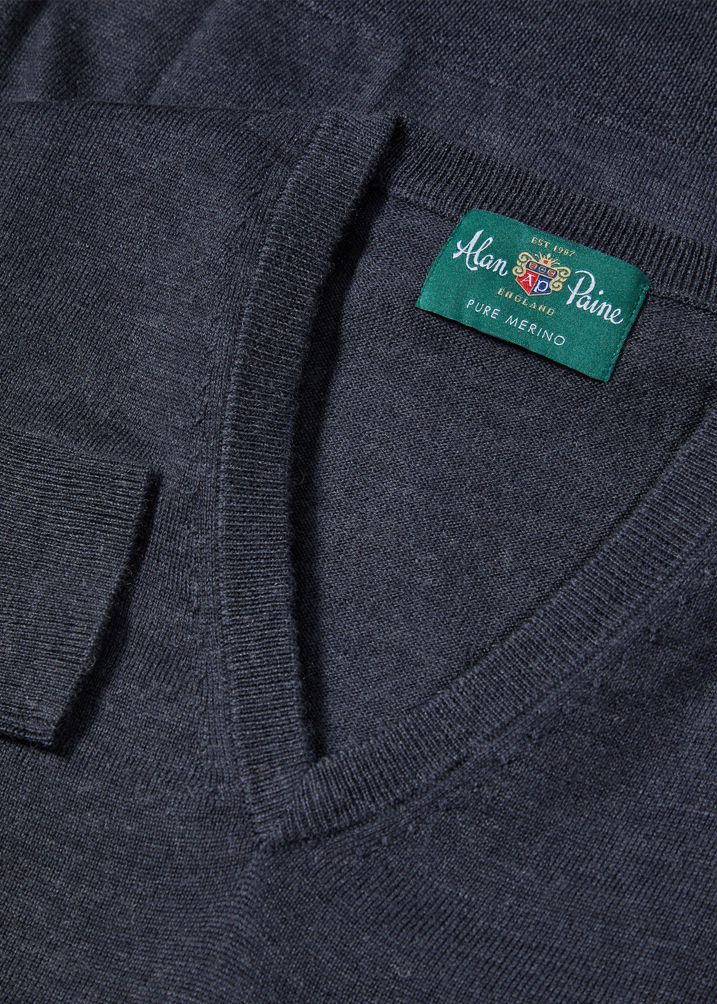 Millbreck Men's Merino Wool Jumper in Charcoal - Regular Fit - Image 2