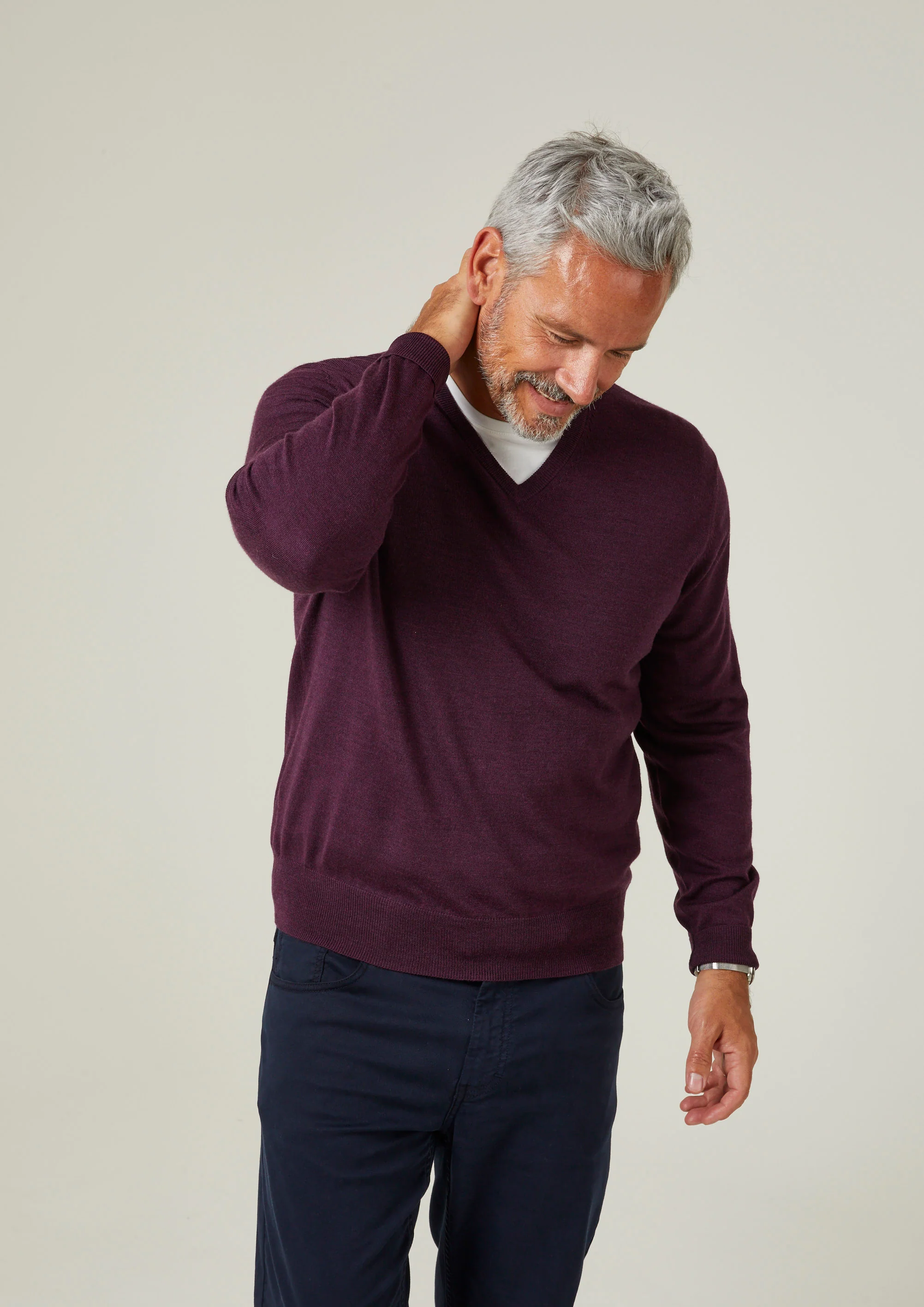 Millbreck Merino Wool Jumper in Black Grape - Regular Fit - Image 2