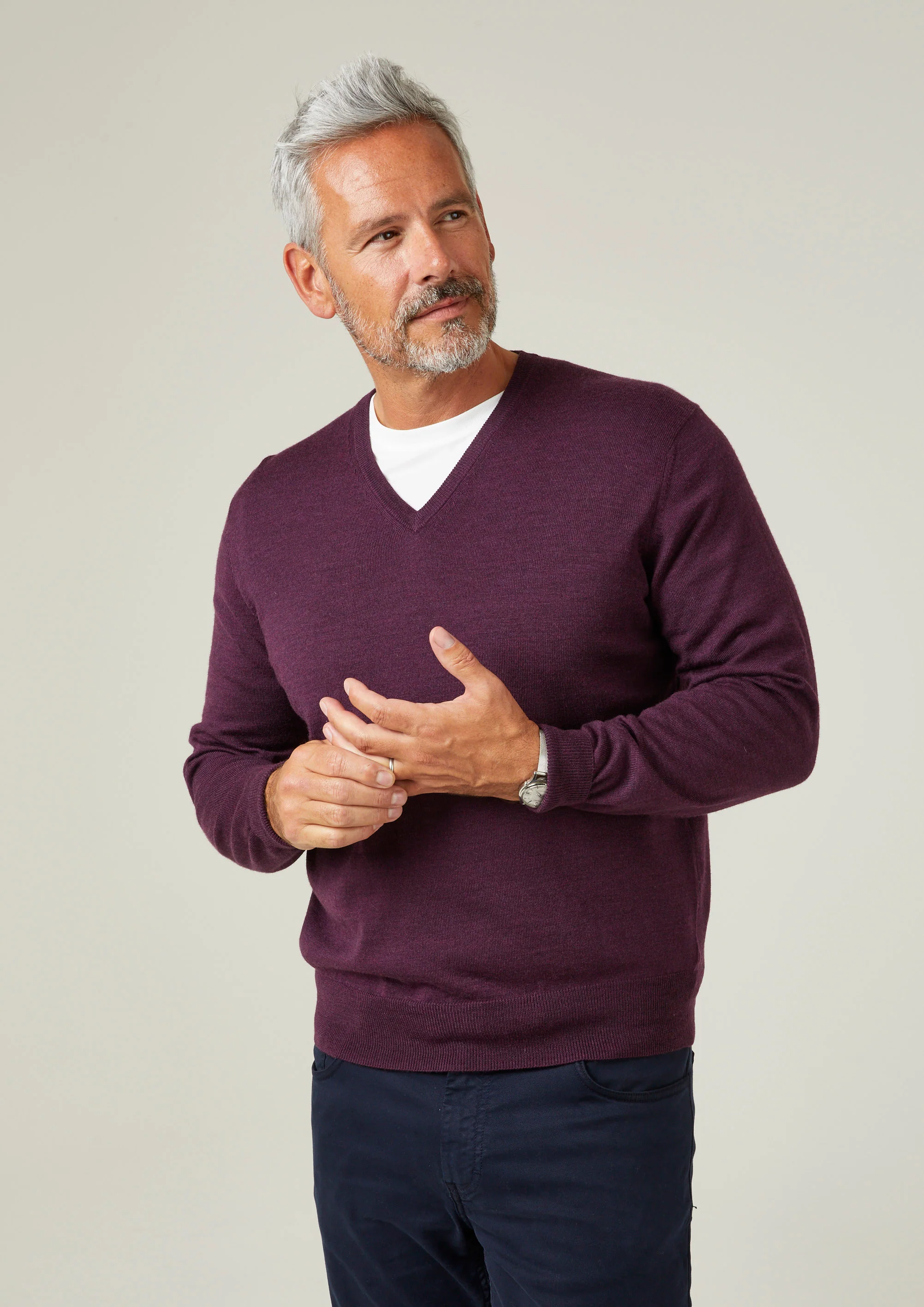 Millbreck Merino Wool Jumper in Black Grape - Regular Fit - Image 3