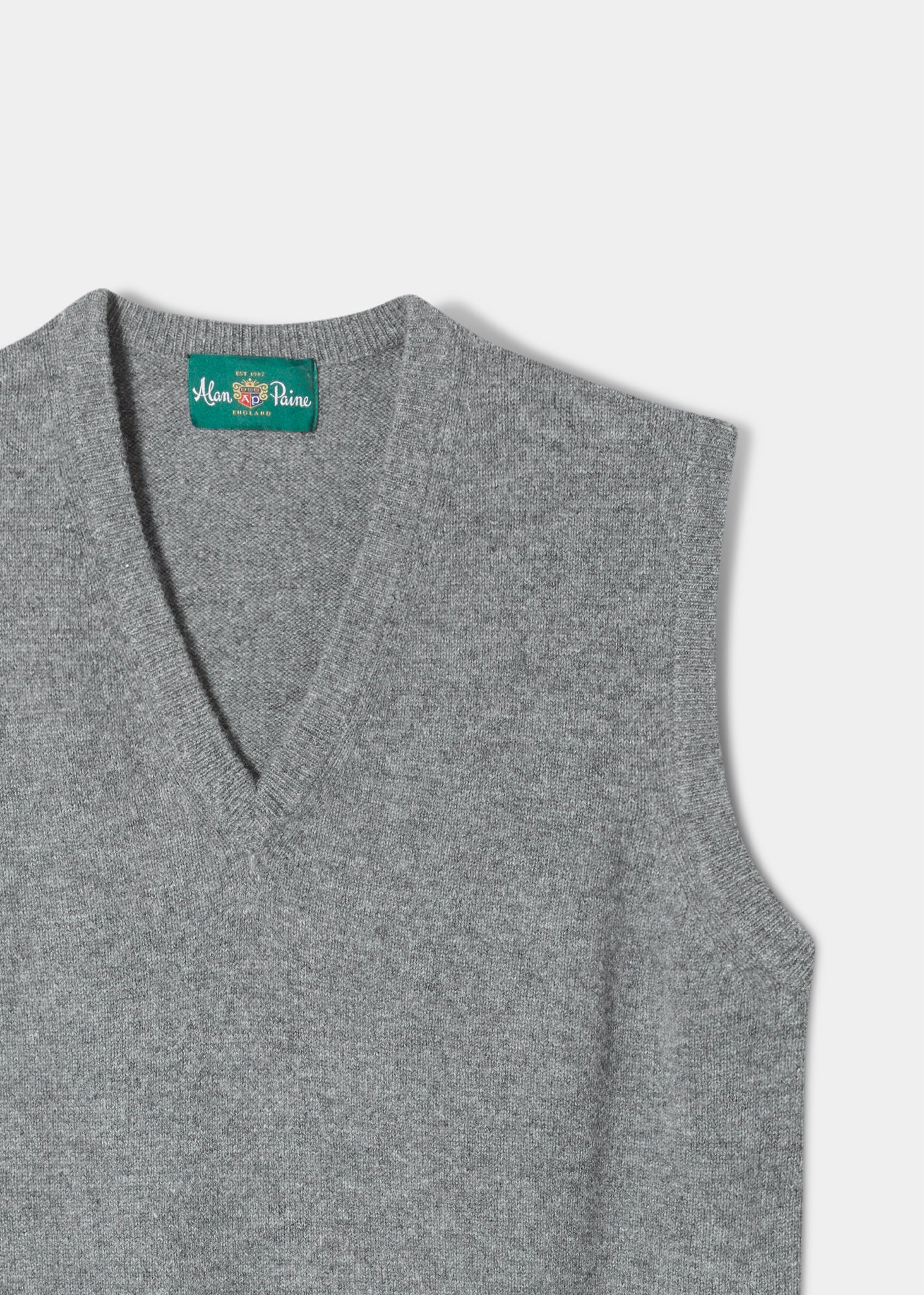 Norfolk Men's Lambswool Slipover in Grey Mix - Classic Fit - Image 2